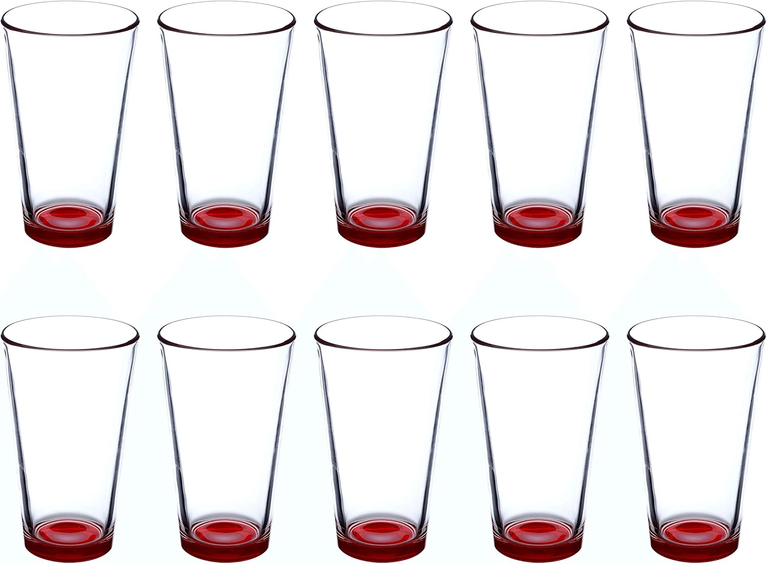 Libbey – Juego de 10 vasos de cerveza de 16 onzas, paquete a granel, vasos de cerveza, vasos de alta resistencia, color rojo