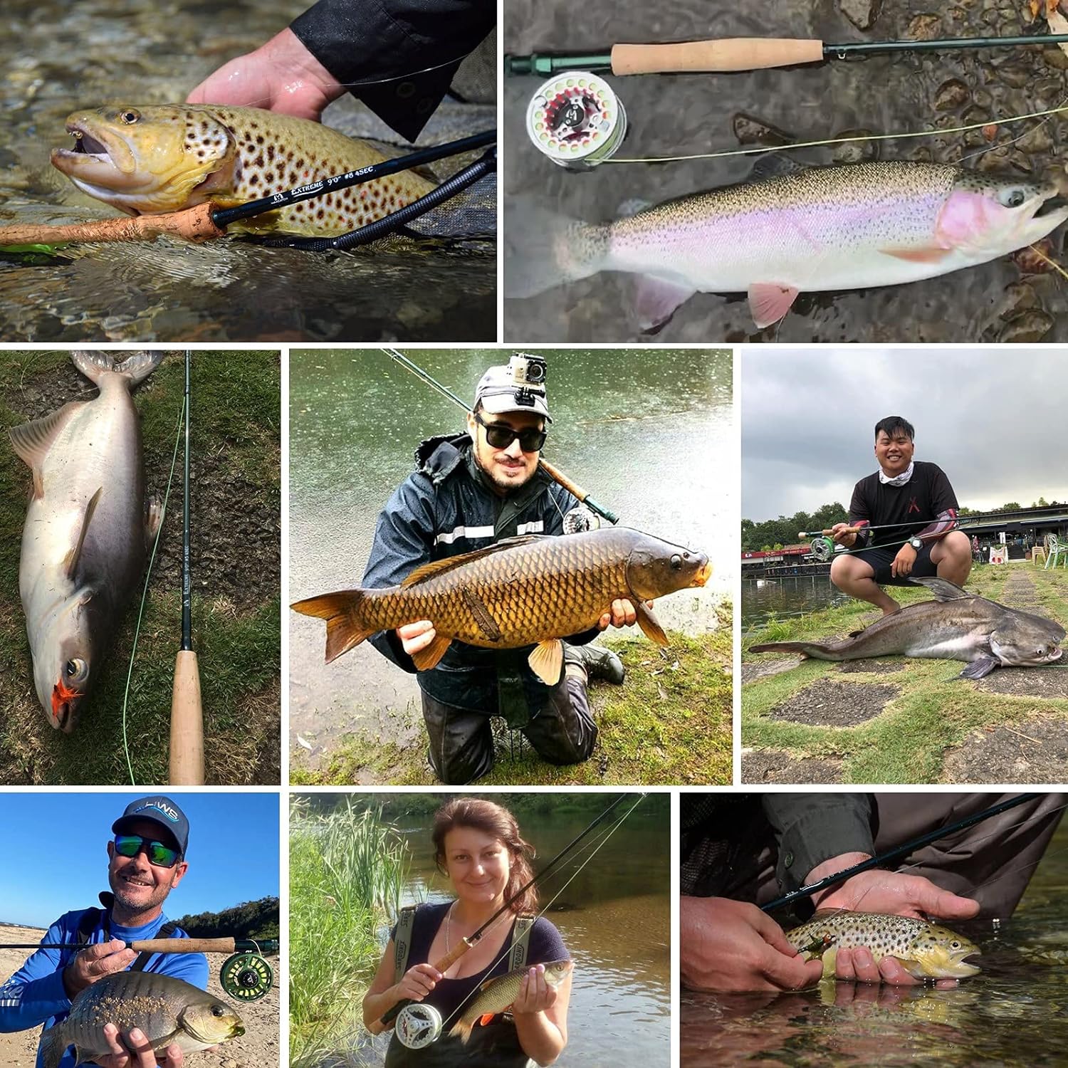 M MAXIMUMCATCH Maxcatch Extreme – Caña de pescar con mosca de grafito extremo, 4 piezas, 9 pies con carbono IM6 en blanco, guías cromadas duro,
