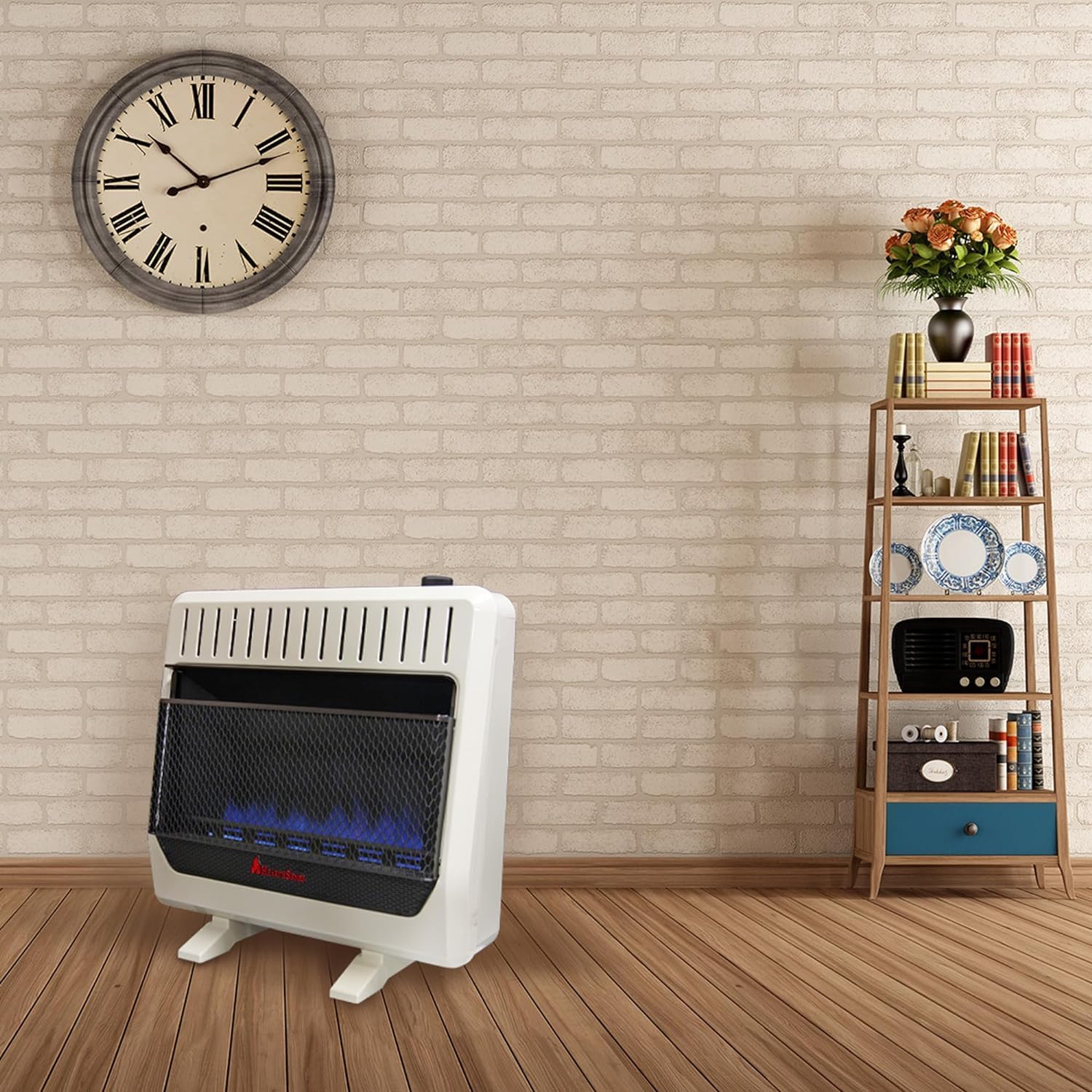 BF30T-BB – Calentador de espacio de llama azul de combustible dual sin ventilación con control de termostato para uso doméstico y oficina, 30000