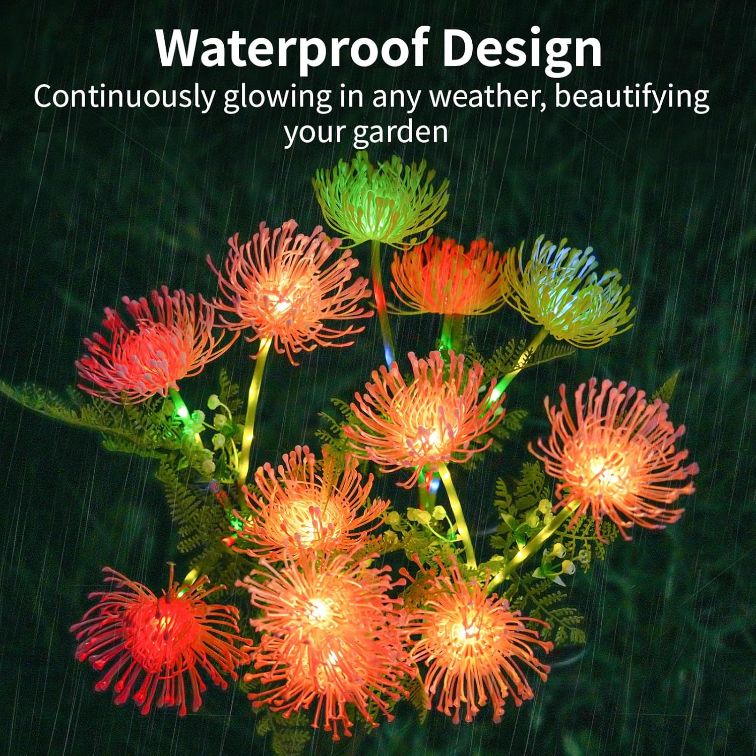 Luces solares de jardín, luces solares al aire libre para decoración de jardín, luces de flores de alfiler para jardín, patio, camino, decoración de