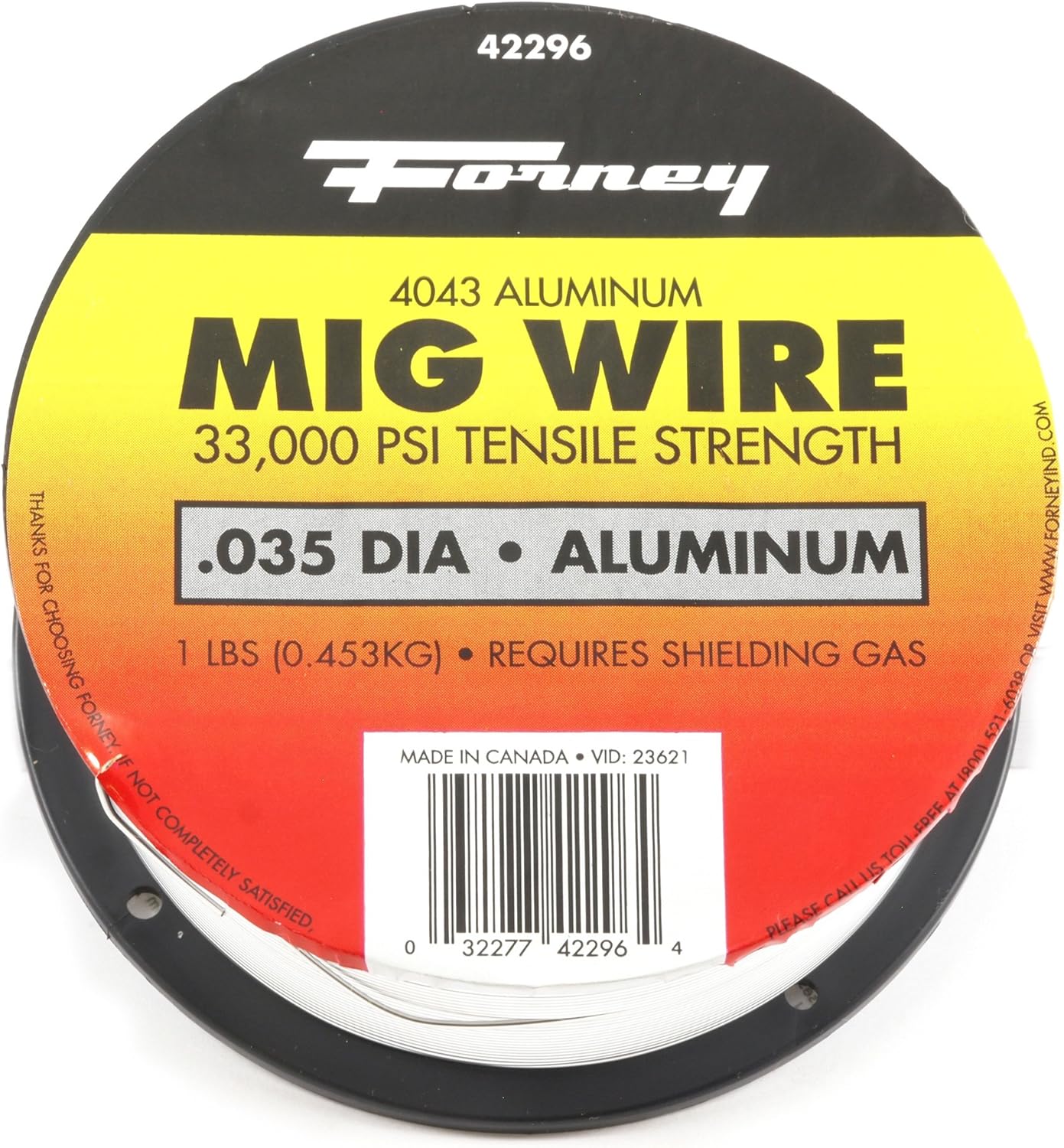 Forney 42296 Mig Alambre, aleación de aluminio ER4043, 035-diámetro, carrete de 1 libra