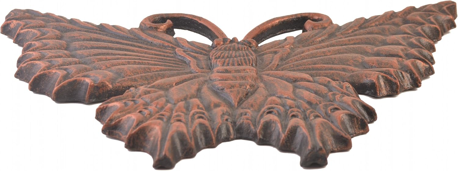 COLIBROX Piedra de paso de mariposa decorativa bronce hierro fundido patio y jardín