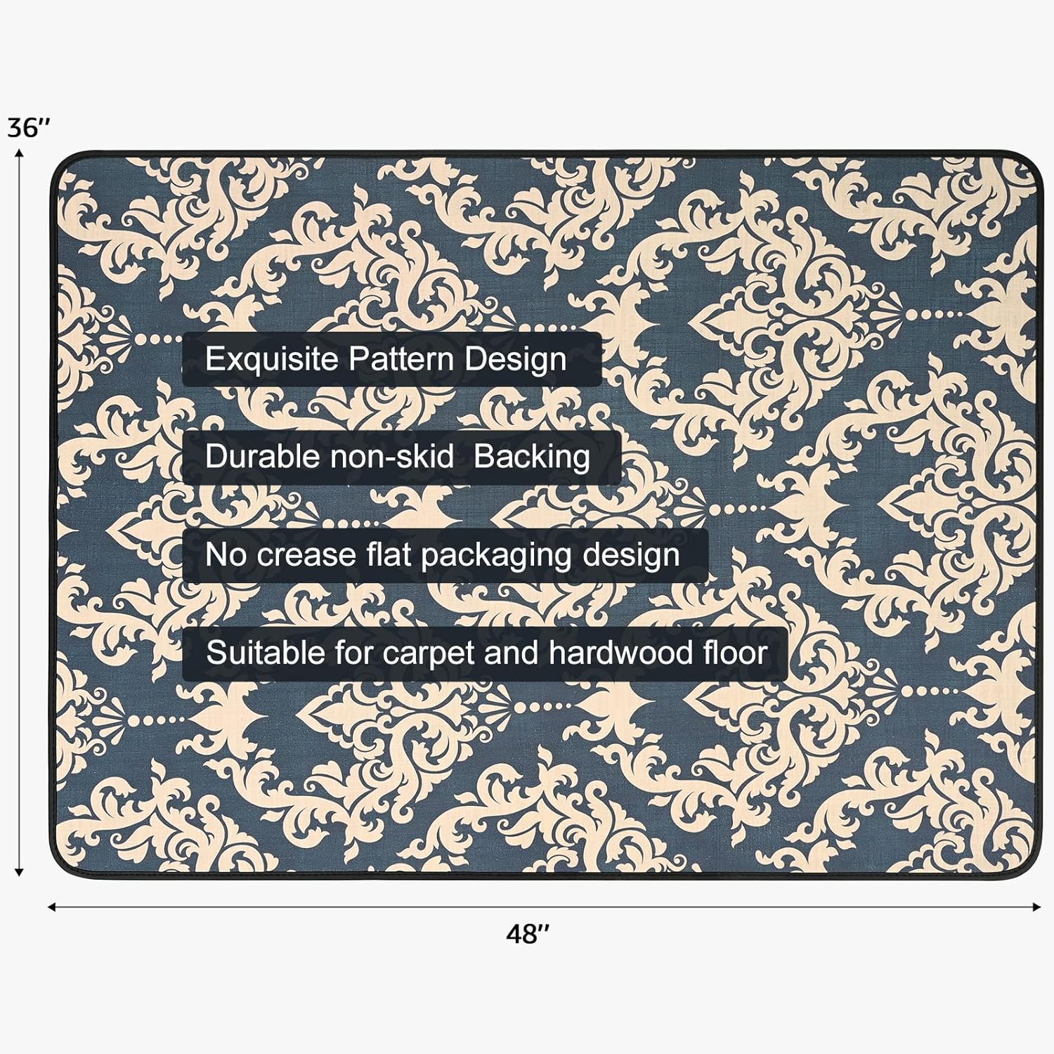 Placoot Tapete para silla de oficina para alfombras y suelos de madera dura, 48 x 36 pulgadas, tapete de piso de alta calidad, tapete para silla de