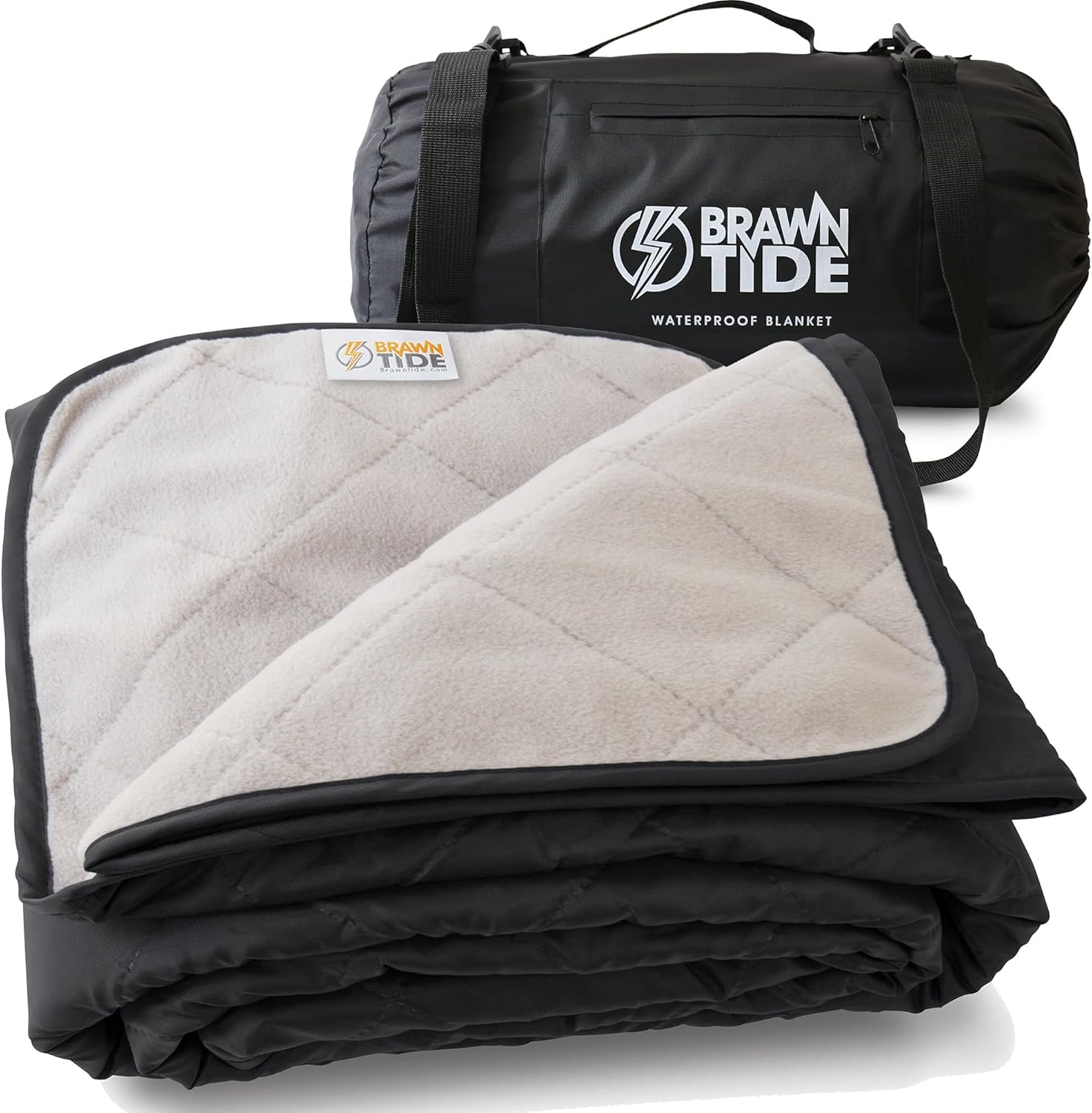 Brawntide – Manta grande impermeable para exteriores, acolchada, forro polar extragrueso, cálida, resistente al viento, a prueba de arena, incluye