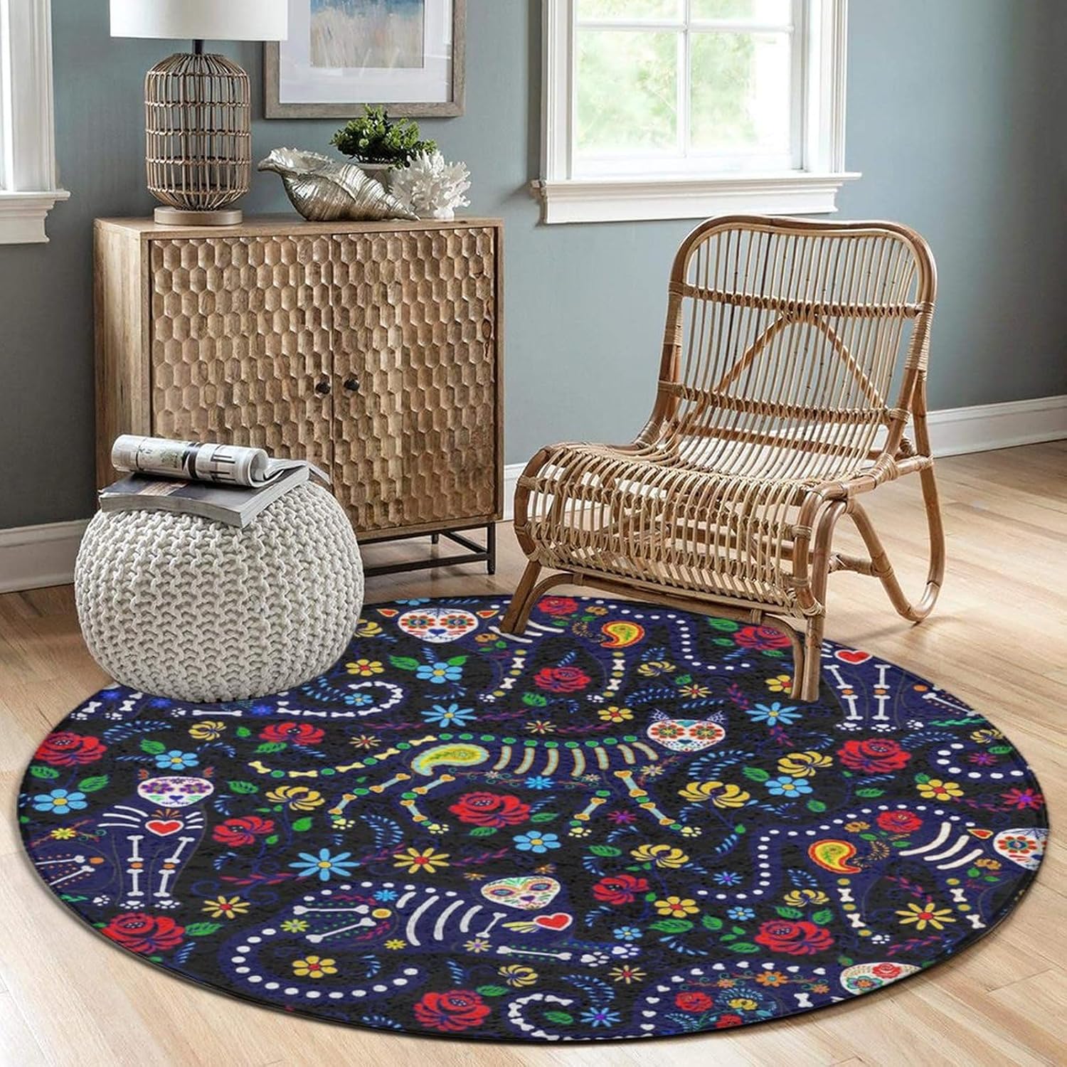 Alfombra redonda grande para baño, cocina, oficina, alfombra circular para sala de estar, sofá, dormitorio, bonita alfombra compatible con el Día de