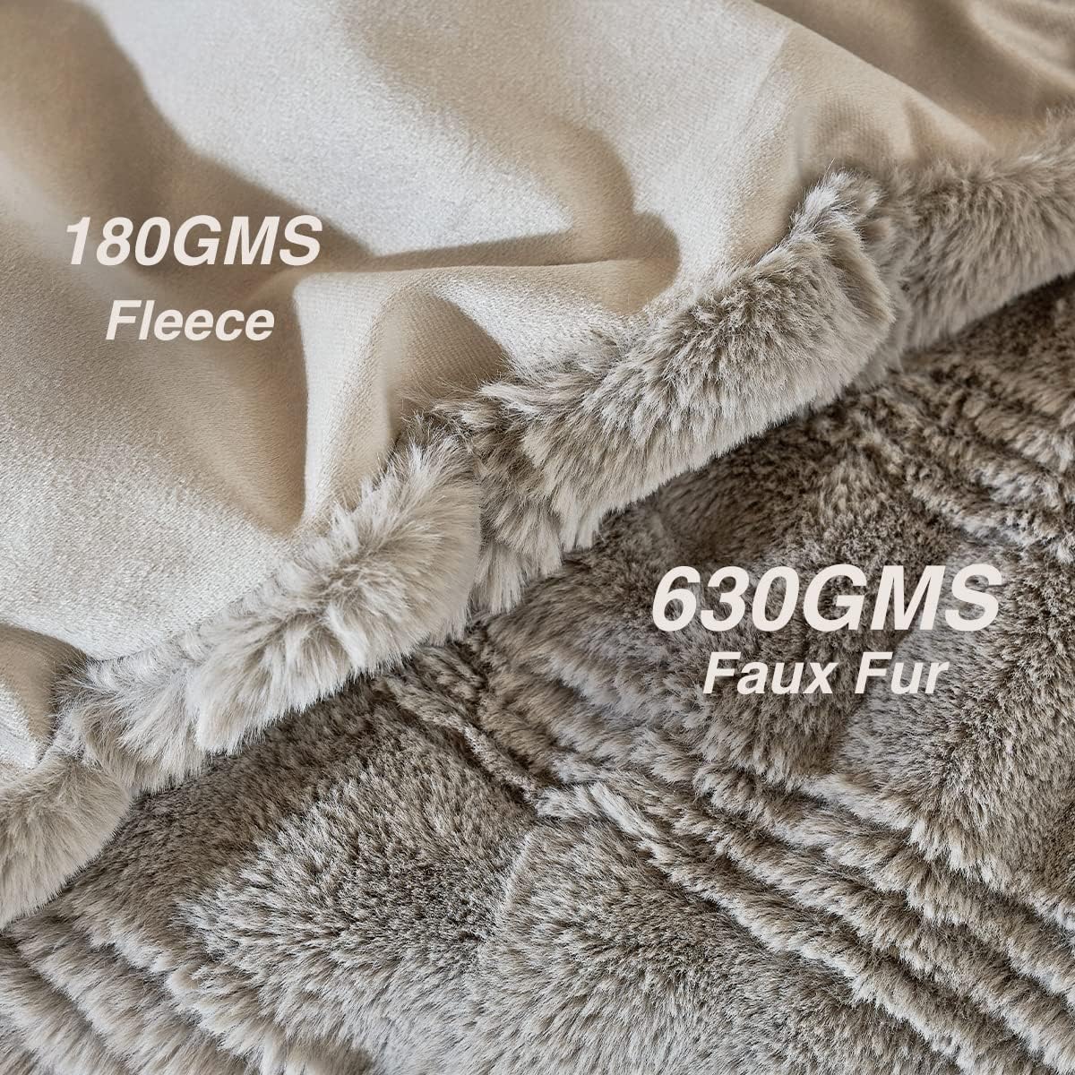 Amélie Home Manta de lujo de piel sintética, 630 GMS, felpa ultra gruesa y mullida con manta de forro polar suave reversible, manta decorativa y