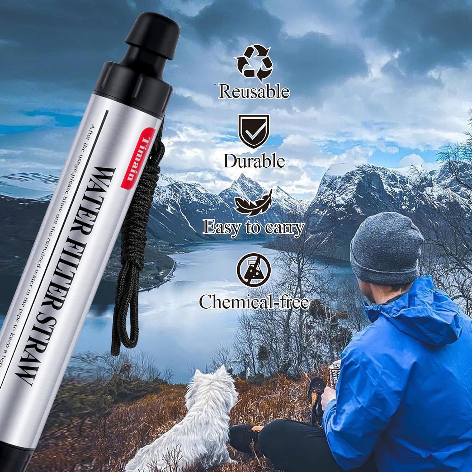Filtración de 4 etapas, filtro de agua de alto caudal, purificador de agua de supervivencia para kits de emergencia, viajes, camping, senderismo,