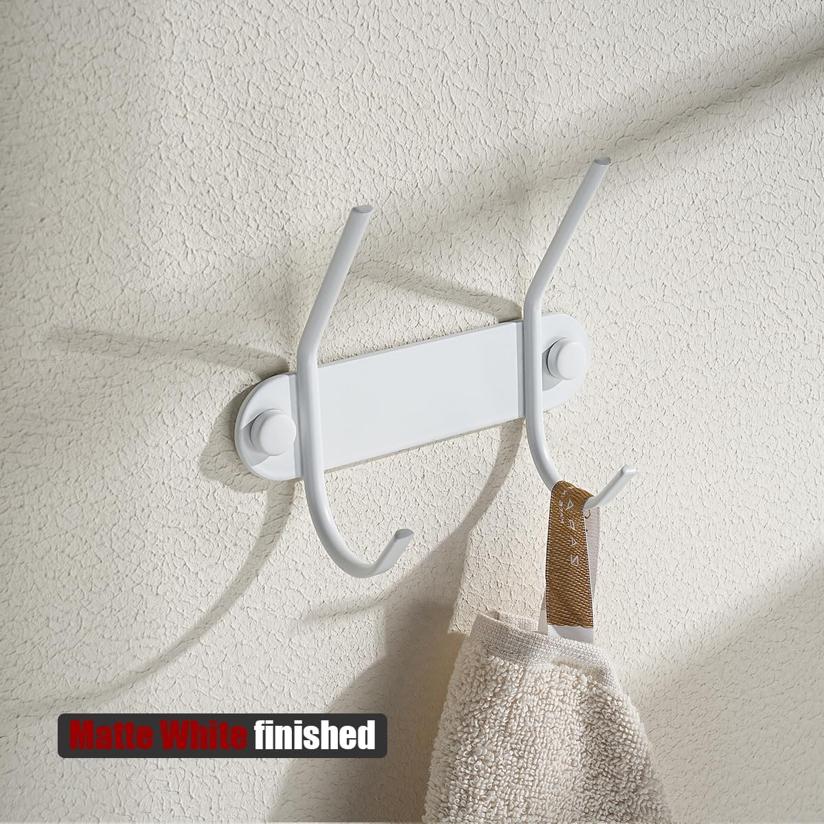 JQK ChR02-WH – Perchero montado en la pared, 4.65 pulgadas, acero inoxidable 304, 2 ganchos dobles para colgar abrigos, bolsos, ropa, chaquetas,