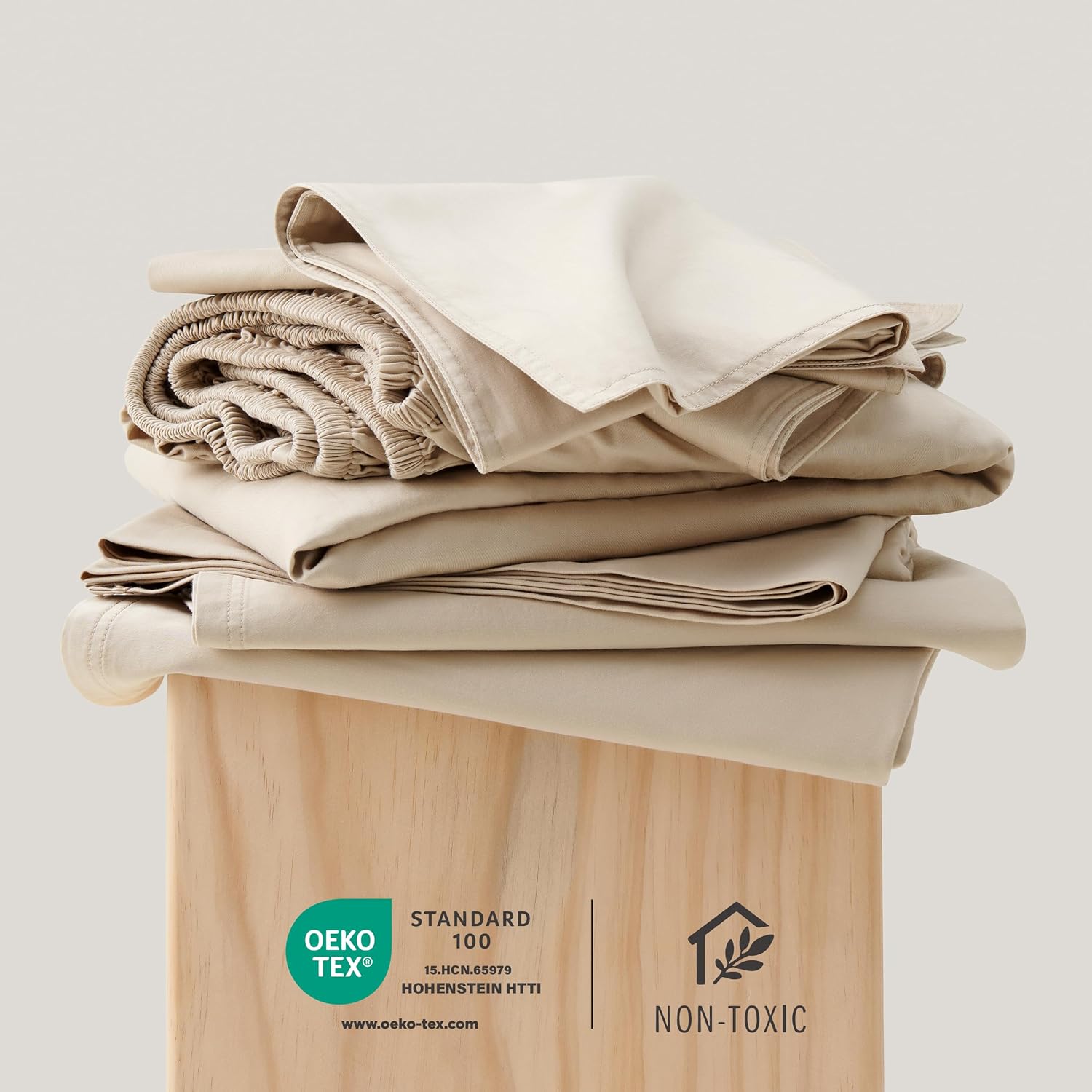 Double Stitch by Bedsure Juego de sábanas de algodón Tencel  Ganador del premio Good Housekeeping Award, juego de sábanas tamaño Queen refrescante,