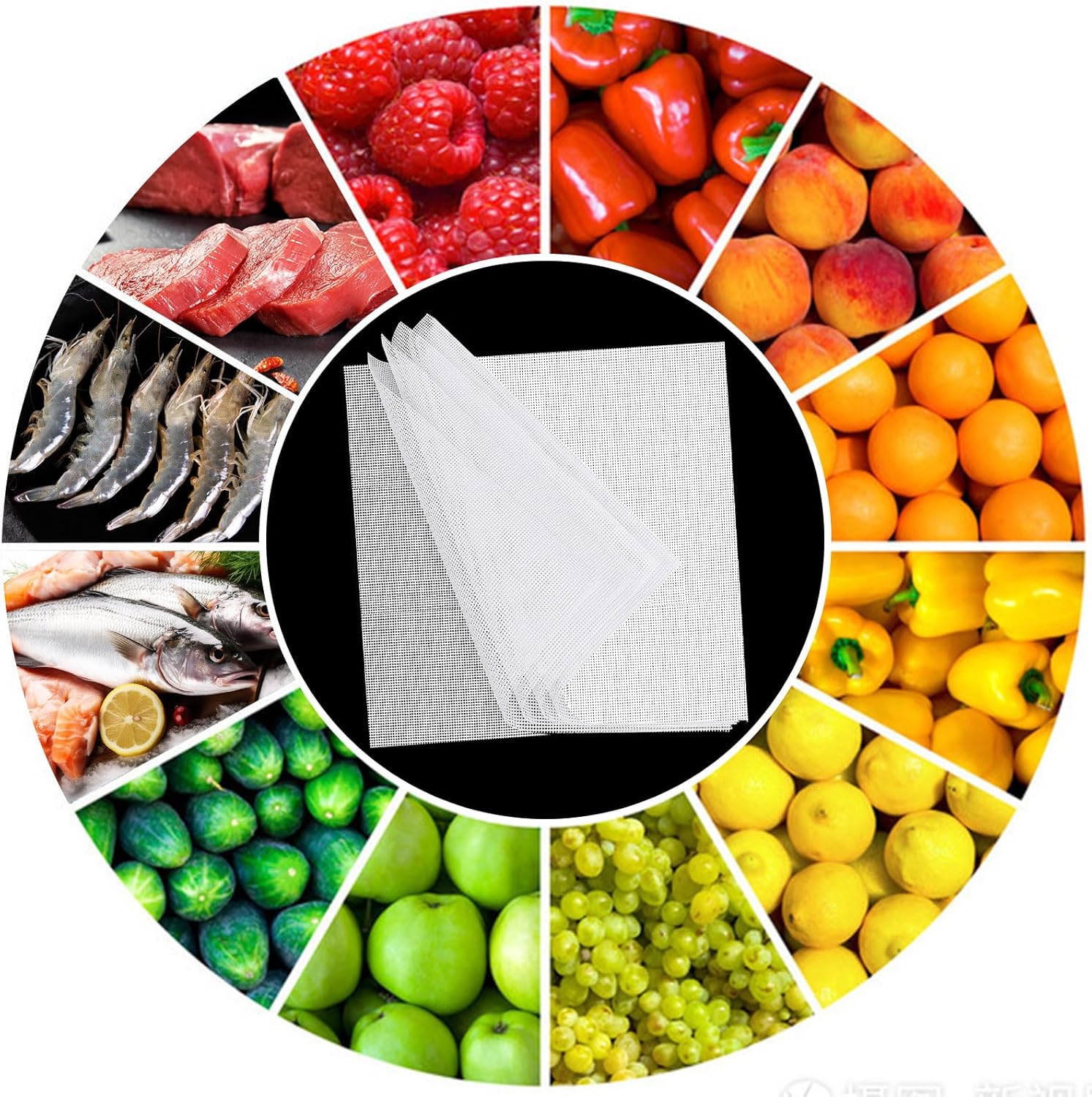 GeeRic 5 hojas de deshidratador de silicona, juego de deshidratador de alimentos reutilizables, 14 x 14 pulgadas congelador cuadrado