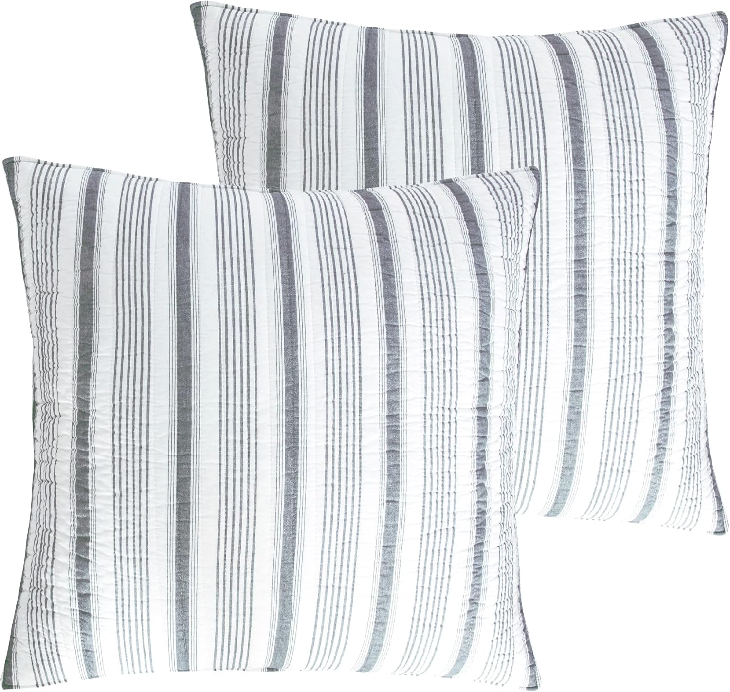Levtex Home – Fundas de almohadón Camden (juego de 2), respaldo a rayas acolchado, estilo sutil de casa de campo, 26 x 26 pulgadas, color negro y