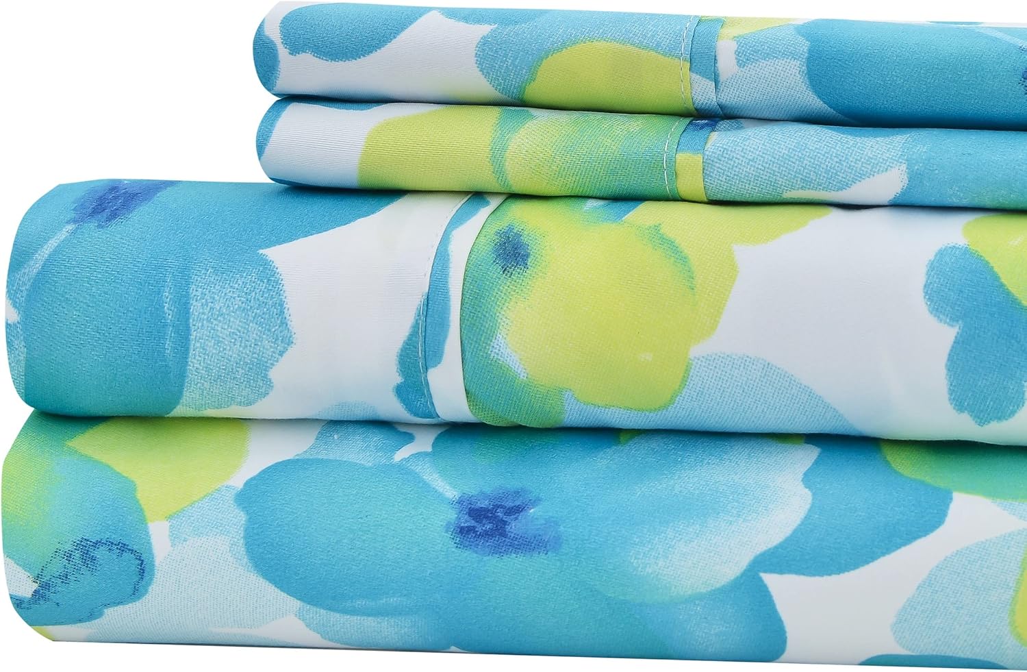 American Home Collection Juego de sábanas y fundas de almohada estampadas de 6 piezas de microfibra cepillada, sin arrugas, 14 pulgadas de