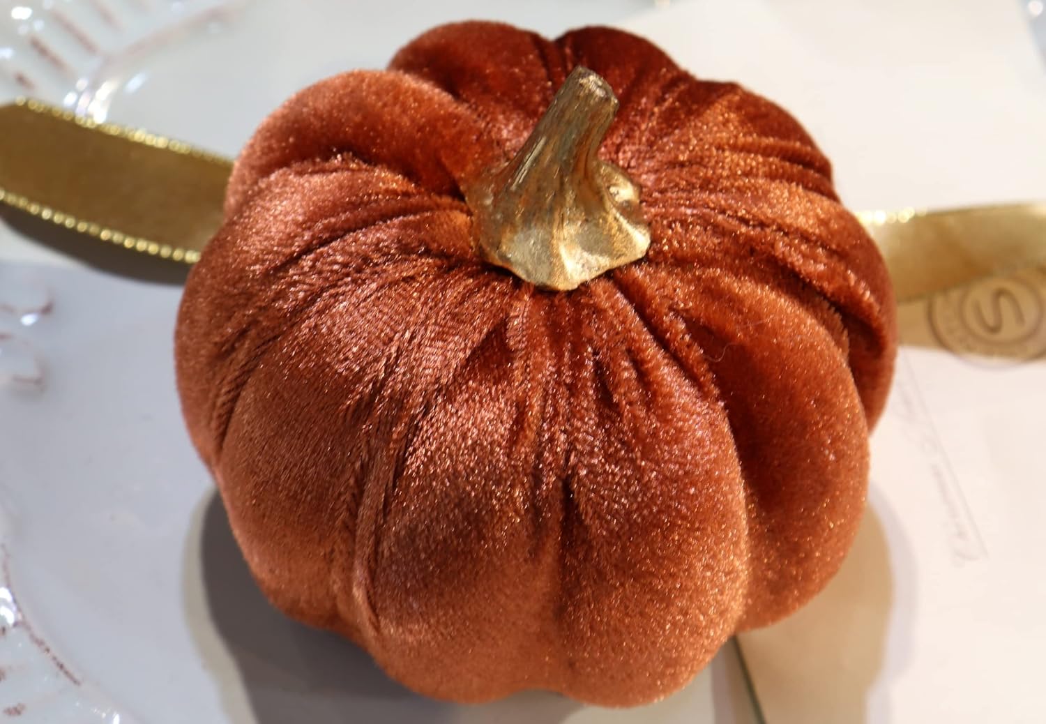 Calabazas de terciopelo de Acción de Gracias, 18 piezas de decoración de mesa de otoño para el hogar, juego de calabazas artificiales para la
