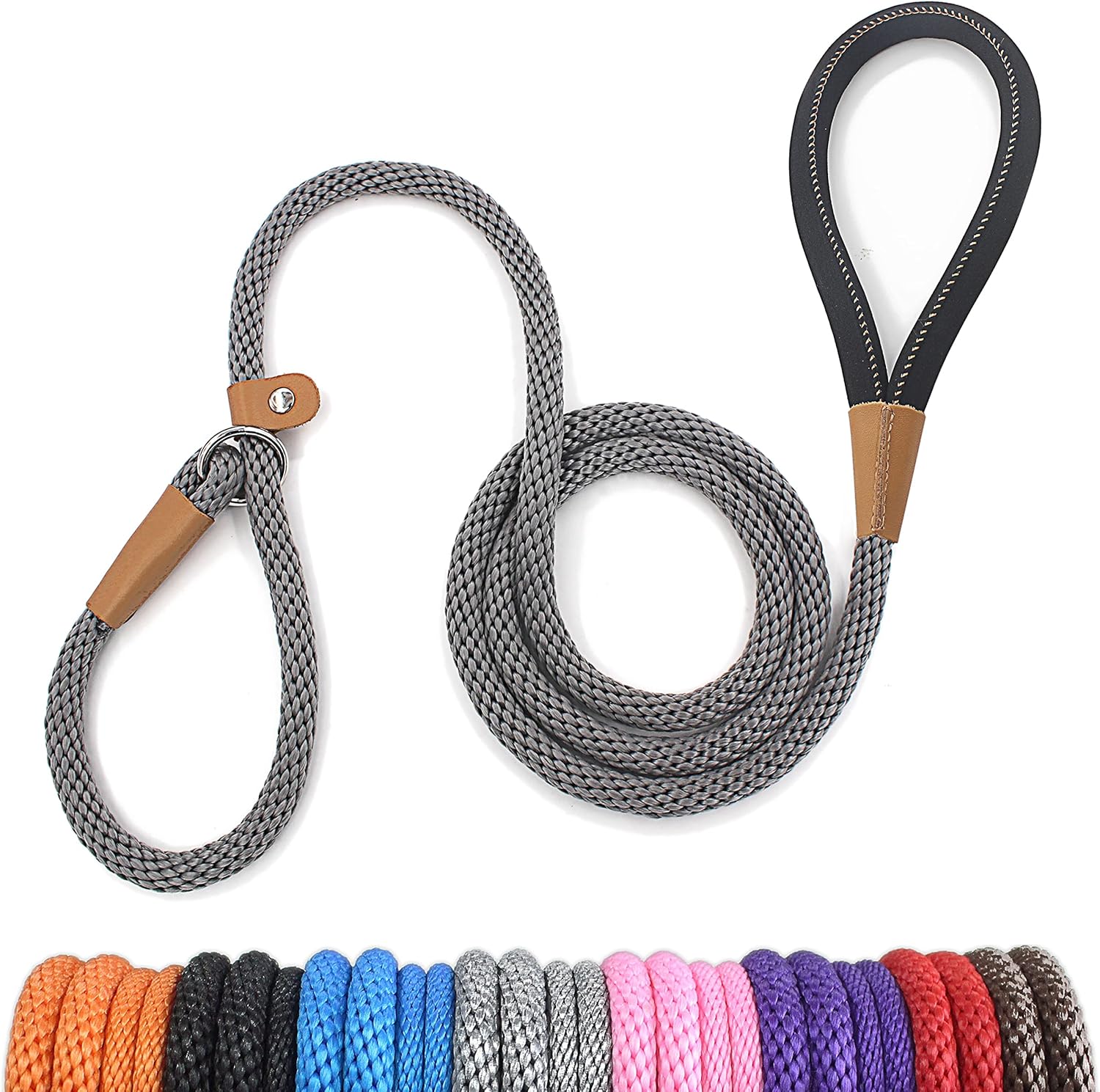 lynxking Paquete de 2 correas antideslizantes para perros de 6 pies, resistentes y trenzadas, correas de entrenamiento para perros medianos, grandes