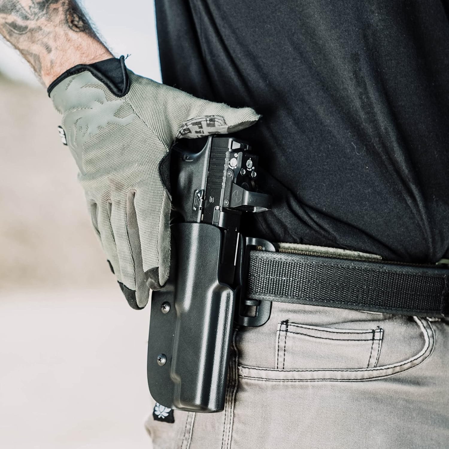 Funda FN FNX-45 OWB  Fabricado en Estados Unidos  Se adapta a FN FNX 45, funda clásica OWB por Blade-Tech Holsters, cintura exterior abierta (mano