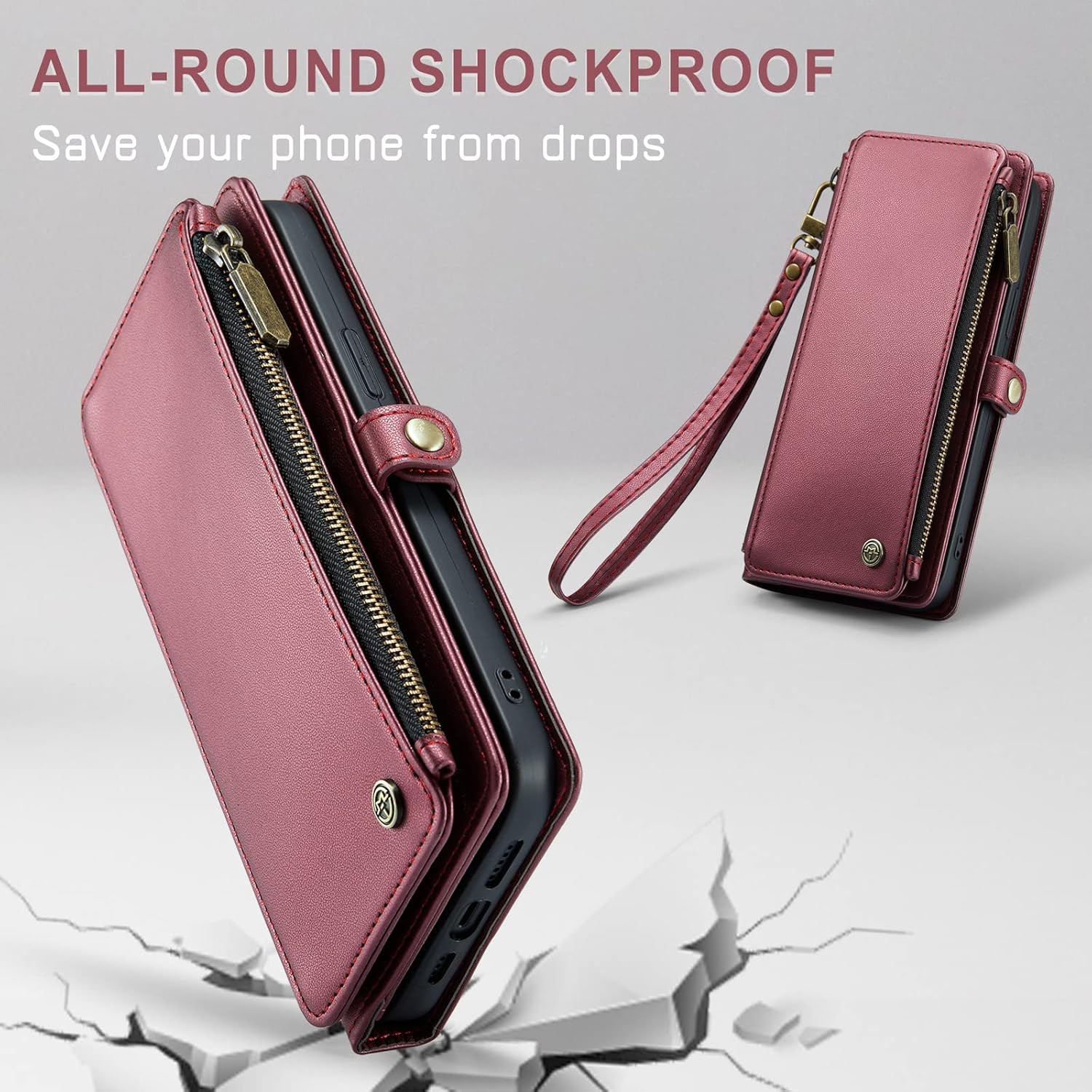 Defencase Funda para iPhone 14 Pro, bloqueo RFID para iPhone 14 Pro, funda tipo cartera para mujeres y hombres con tarjetero de crédito con