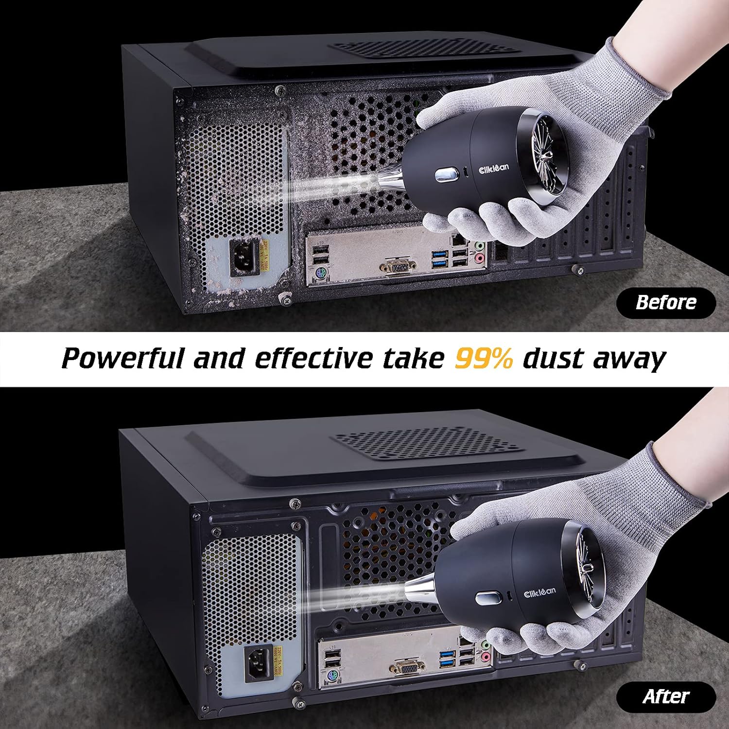 Plumero de aire inalámbrico 2.0 – Comprimido sin calor reemplaza el aire enlatado 80000RPM 55MPH – Plumero eléctrico para limpiar huecos,