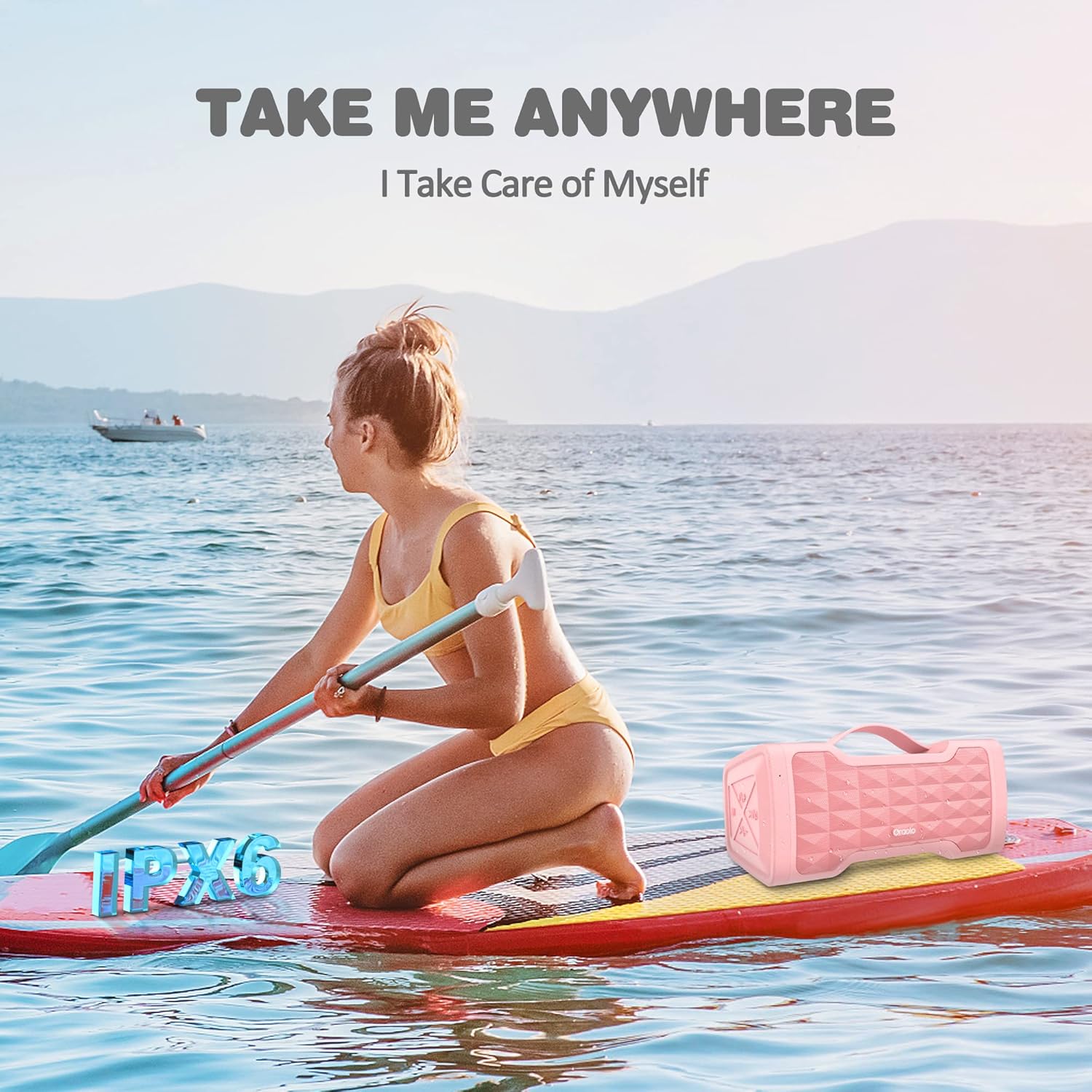 Oraolo Altavoz rosa Bluetooth más fuerte 40W altavoz portátil inalámbrico gran sonido estéreo, IPX6 impermeable, soporta entrada USBAUX, micrófono