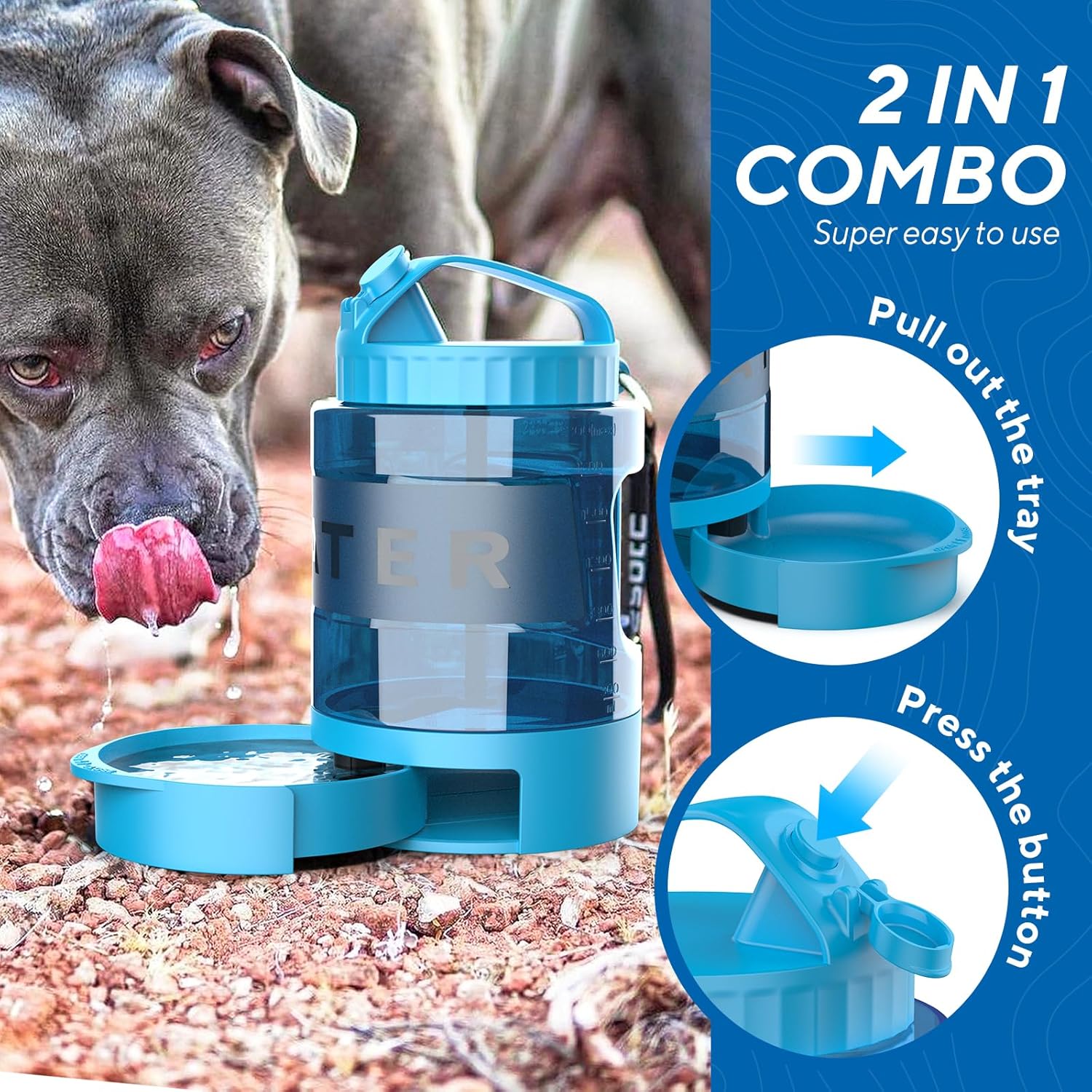 lesotc Botella de agua para perros, dispensador de agua para perros de 77 onzas para camping, parque, senderismo, dispensador portátil de agua para