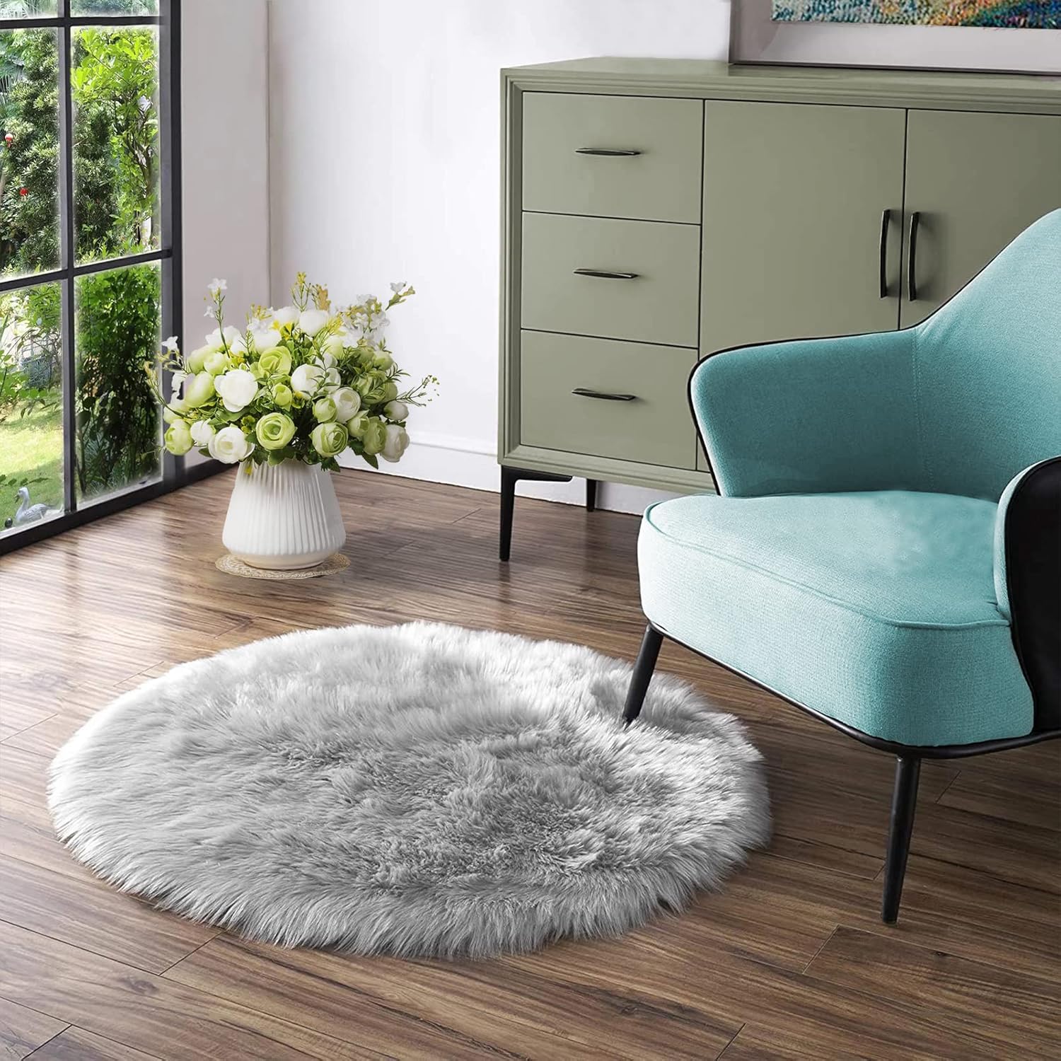 Latepis – Tapete rectangular de piel sintética tipo lana de oveja suave, lujosa, esponjosa y lavable para sala de estar, dormitorio, habitación de