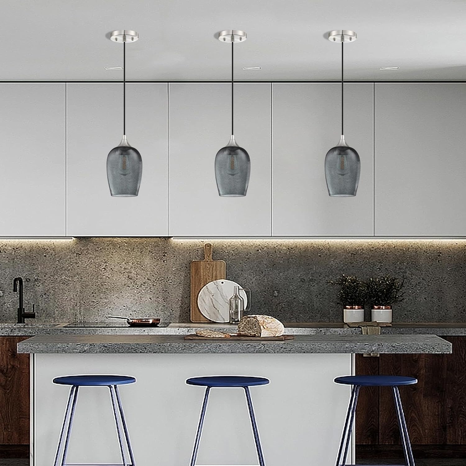 Lámpara colgante para isla de cocina, luces colgantes de 5.1 pulgadas, lámparas de techo de vidrio soplado a mano, modernas luces de granja para