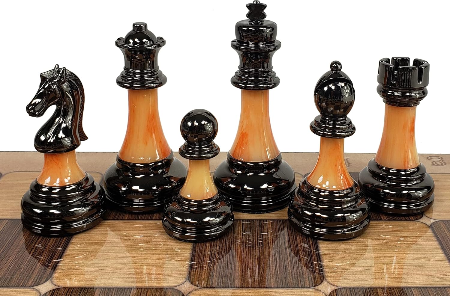 Staunton – Juego de ajedrez de plástico cromado y negro para hombre, 3 12 pulgadas, tamaño King con tablero de color rústico de 17 pulgadas