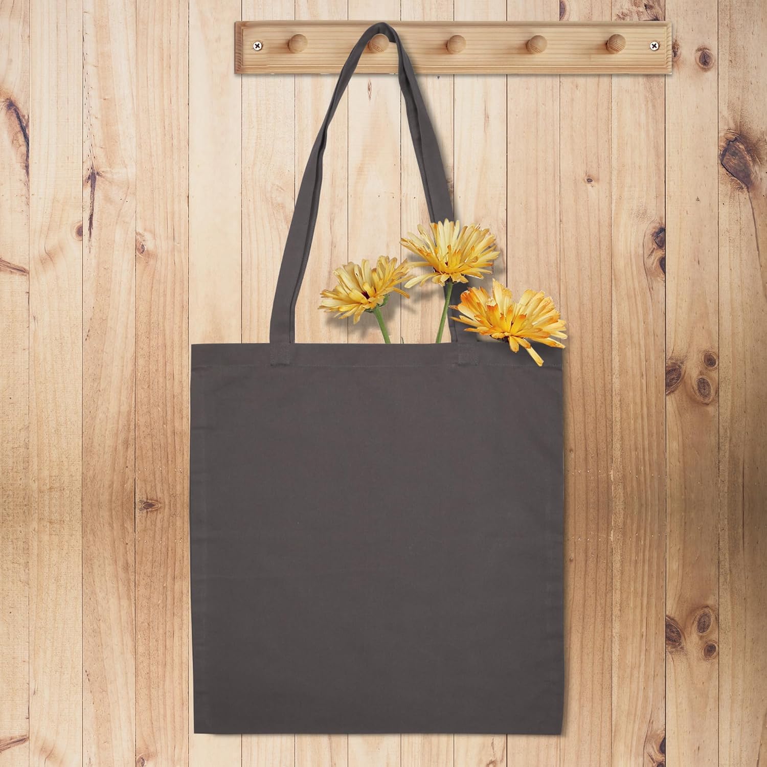 Urban Villa Paquete de 72 bolsas de comestibles reutilizables de 15 x 16 pulgadas con mango largo de 27 pulgadas, color gris, 100% algodón, bolsas