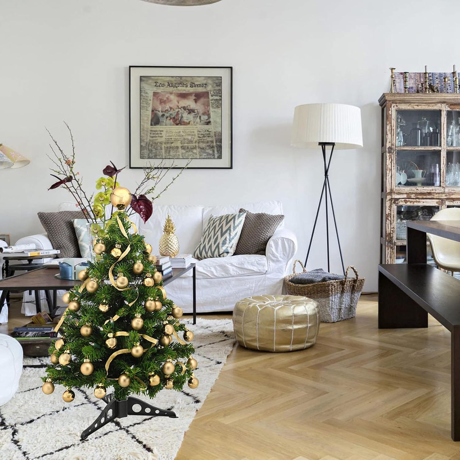 VOSAREA 6 soportes para árbol de Navidad, base de árbol de Navidad artificial, triabgle de mesa, mini soportes para árbol de Navidad (negro)