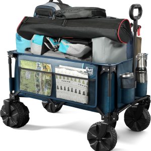 TIMBER RIDGE Carro plegable plegable, carrito de playa resistente con grandes ruedas todo terreno para compras, campamento, jardín, con bolsa TIMBER RIDGE Carro plegable plegable, carrito de playa resistente con grandes ruedas todo terreno para compras, campamento, jardín, con bolsa