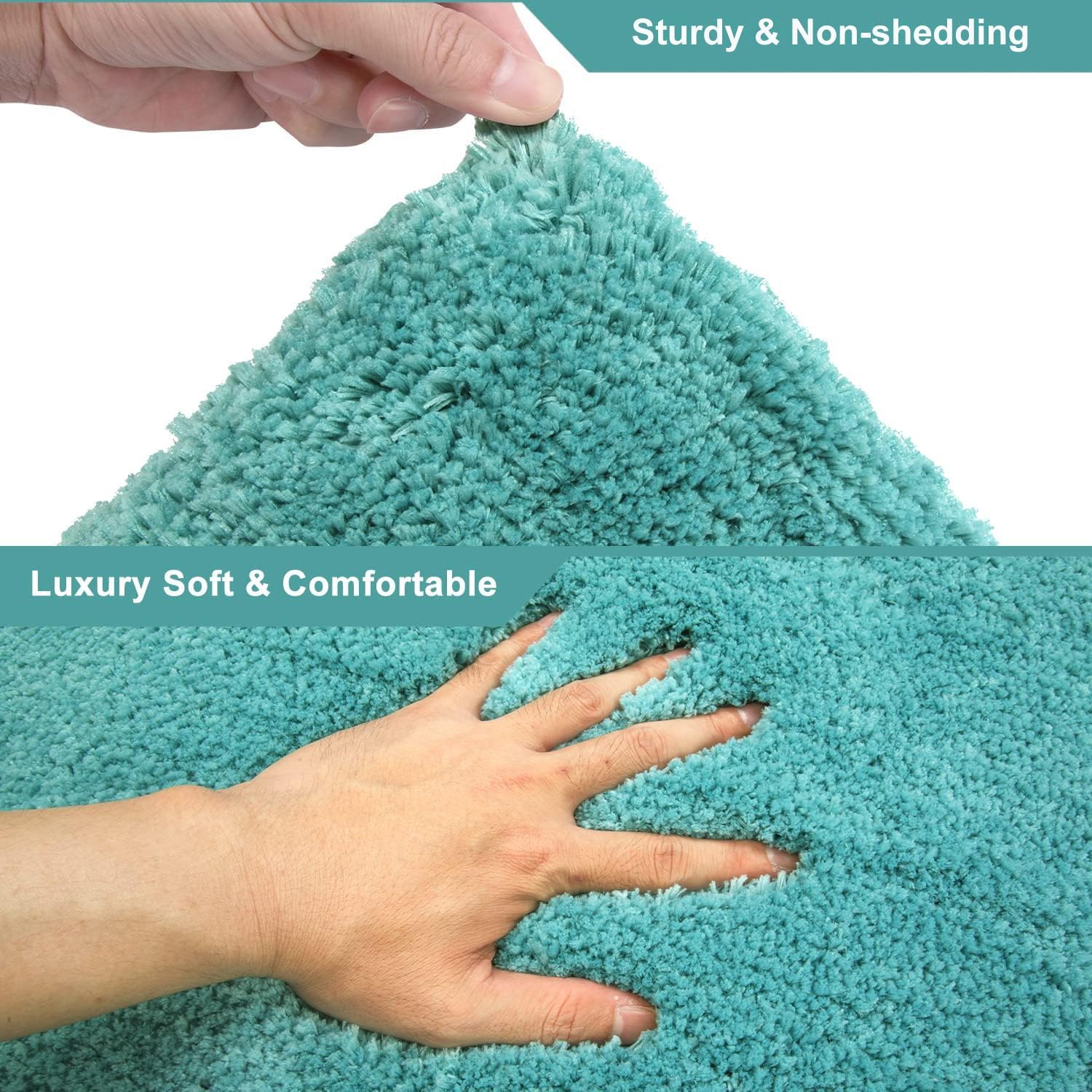 Seavish Alfombra de baño de contorno Aqua de 19.5 x 19.5 pulgadas, alfombra de inodoro en forma de U, suave, cómoda, antideslizante, para piso de