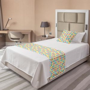Ambesonne Arrow Bed Runner Set, Illustration of Colorful Repetitive Arrows Pointing Downwards on a Plain Background, Decorative Bedding Scarf and a Ambesonne Arrow Bed Runner Set, Illustration of Colorful Repetitive Arrows Pointing Downwards on a Plain Background, Decorative Bedding Scarf and a