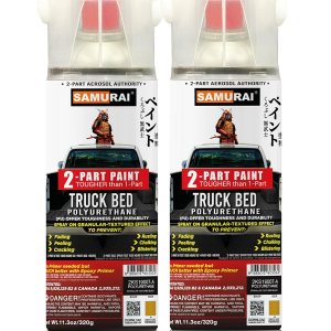 SAMURAI Pintura en aerosol de poliuretano con textura granular para caja de camioneta, 2 piezas, 11.3 onzas, resistente a los rayos UV y a la SAMURAI Pintura en aerosol de poliuretano con textura granular para caja de camioneta, 2 piezas, 11.3 onzas, resistente a los rayos UV y a la