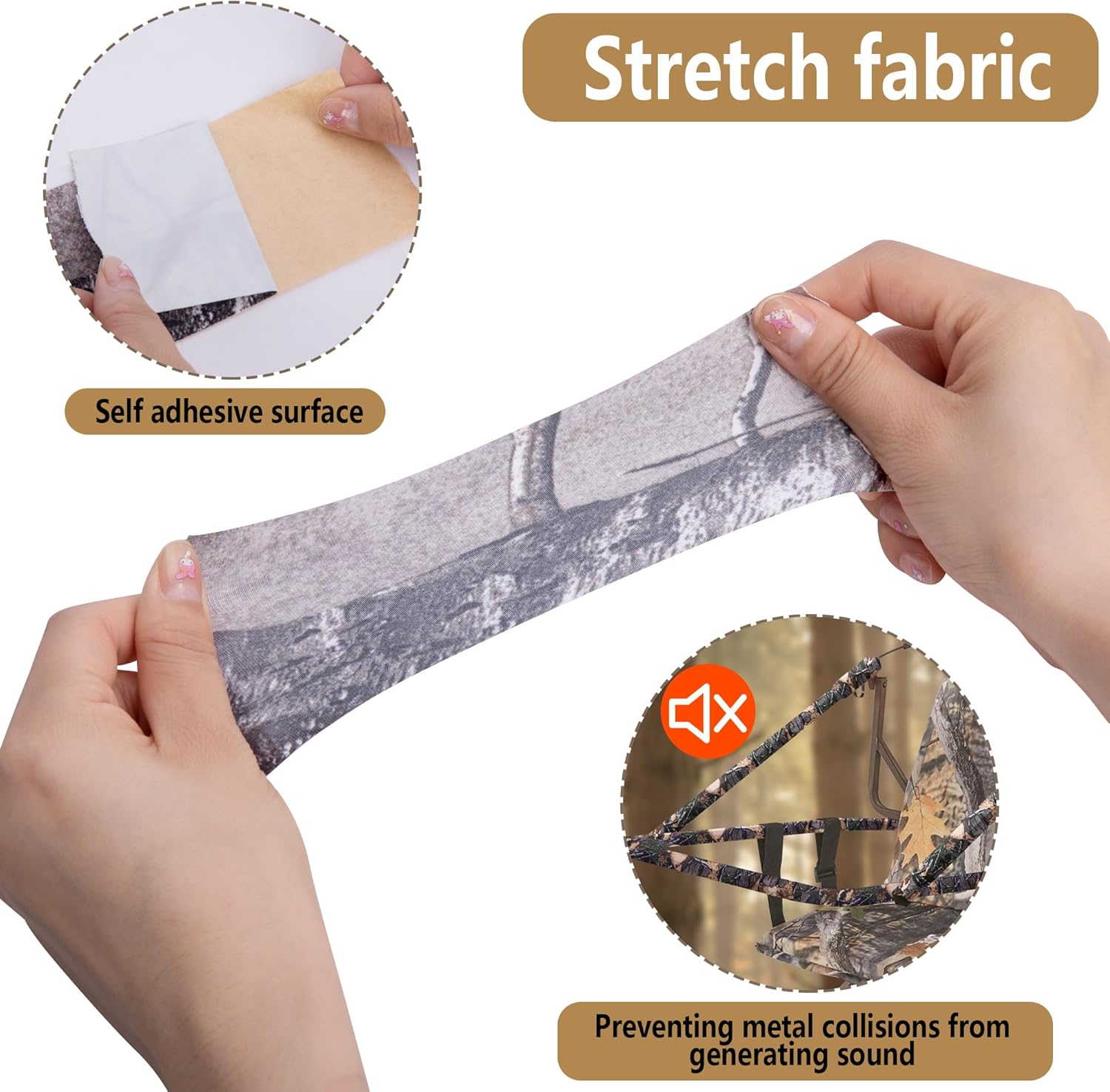 90 Inch Camo Silencing Tape – Self-Adhesive Camouflage Tape – Protective Fabric Camo Tape Wrap for Your Metal Hunting Gear and Accessories