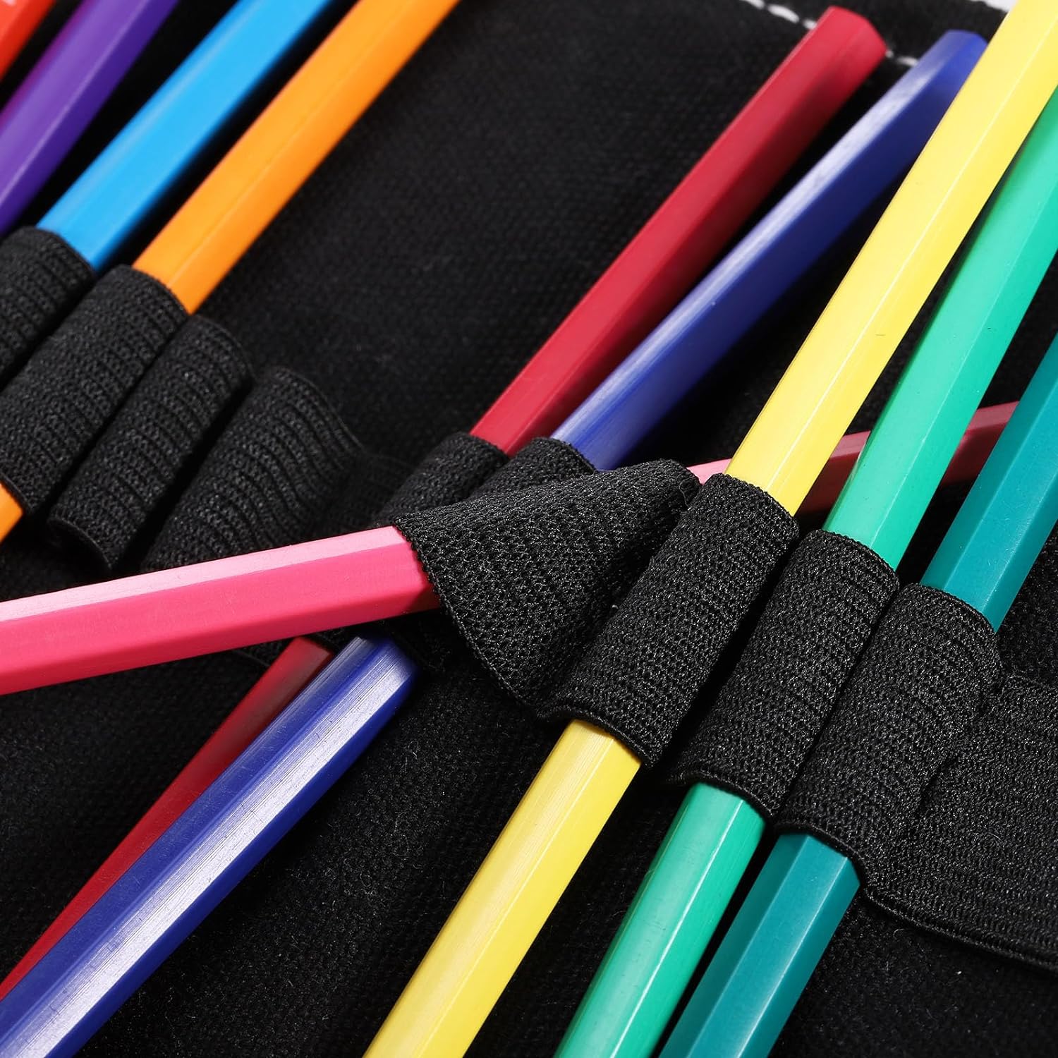 PATIKIL Estuche enrollable hecho a mano con 48 ranuras, estuche de lona para lápices, organizador para dibujar, colorear, bocetos, color blanco