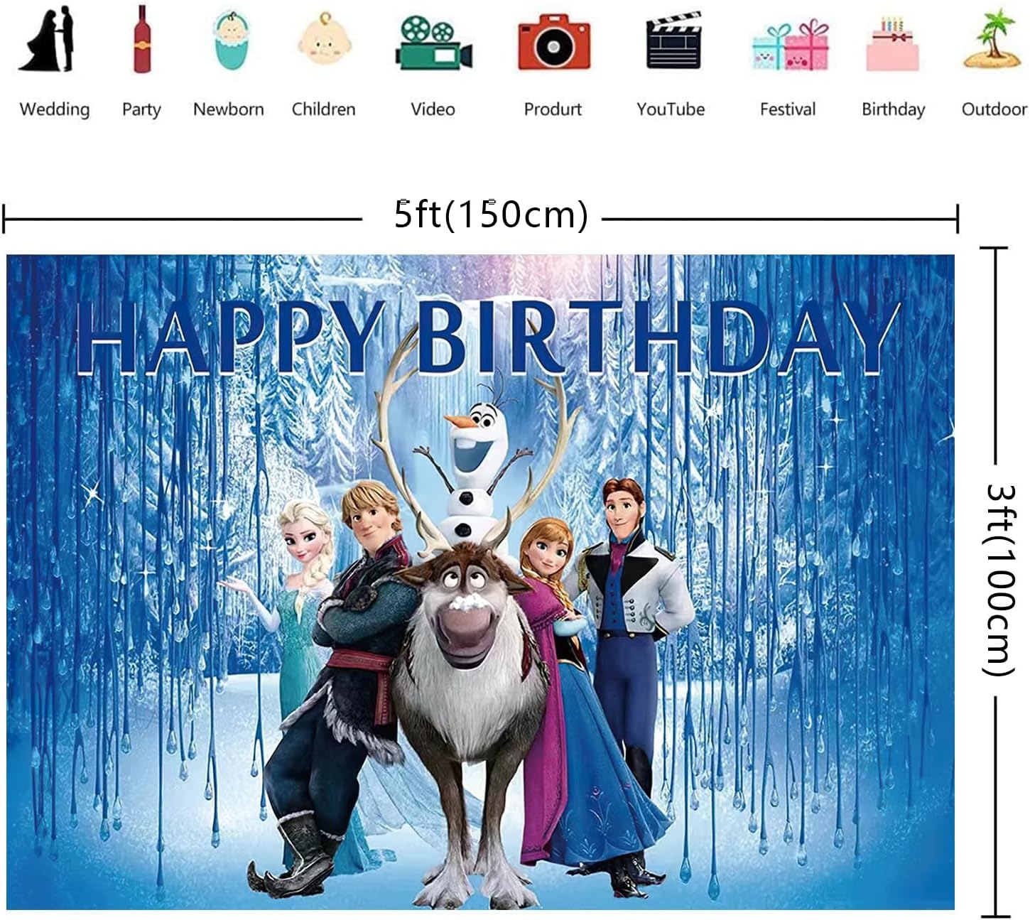 Telones de fondo de Frozen Elsa con temática de princesa congelada, suministros para fiesta de cumpleaños, decoraciones de nieve y hielo, fondo de