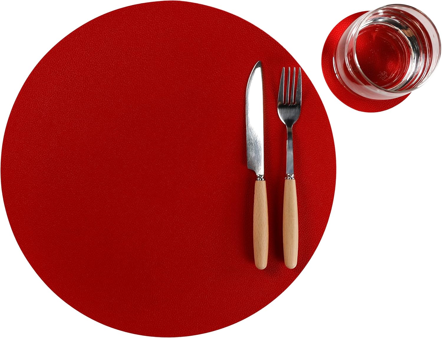 Manteles individuales y posavasos lavables de cuero, impermeables, resistentes al calor, fáciles de limpiar, para mesa de comedor, mesa de cocina