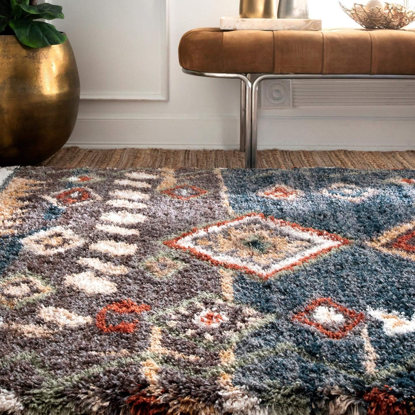 nuLOOM Rosemarie – Alfombra bohemia suave con borlas, 3 x 5, color azul