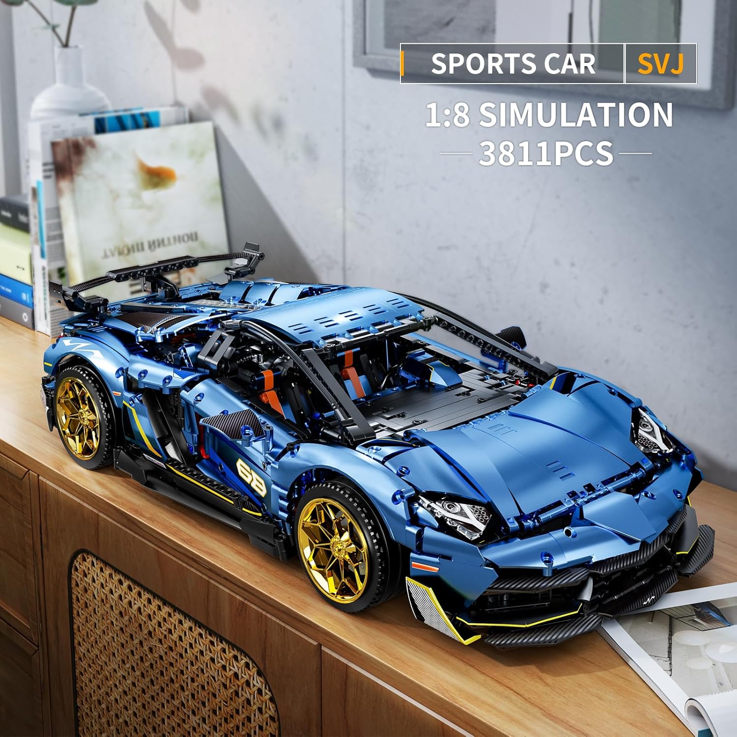 ZYLEGEN Lambo – Juego de construcción de autos de carreras, modelo Hypercar, juguete de ingeniería, superauto a escala 18, kit de coche deportivo