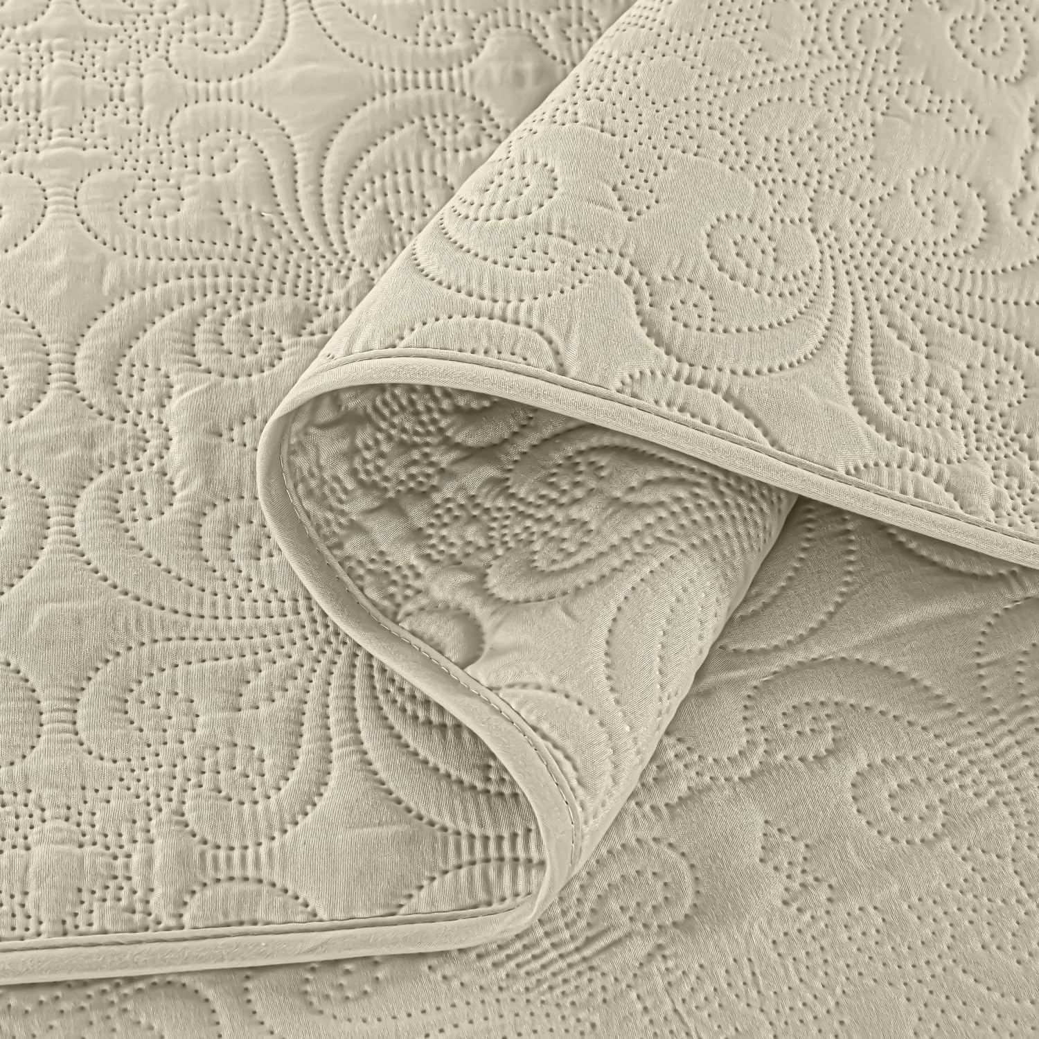 Chezmoi Collection Luca – Juego de edredón tamaño Queen de 3 piezas, color beige, suave, ligero, de verano, tamaño Queen, de 100 x 106 pulgadas,