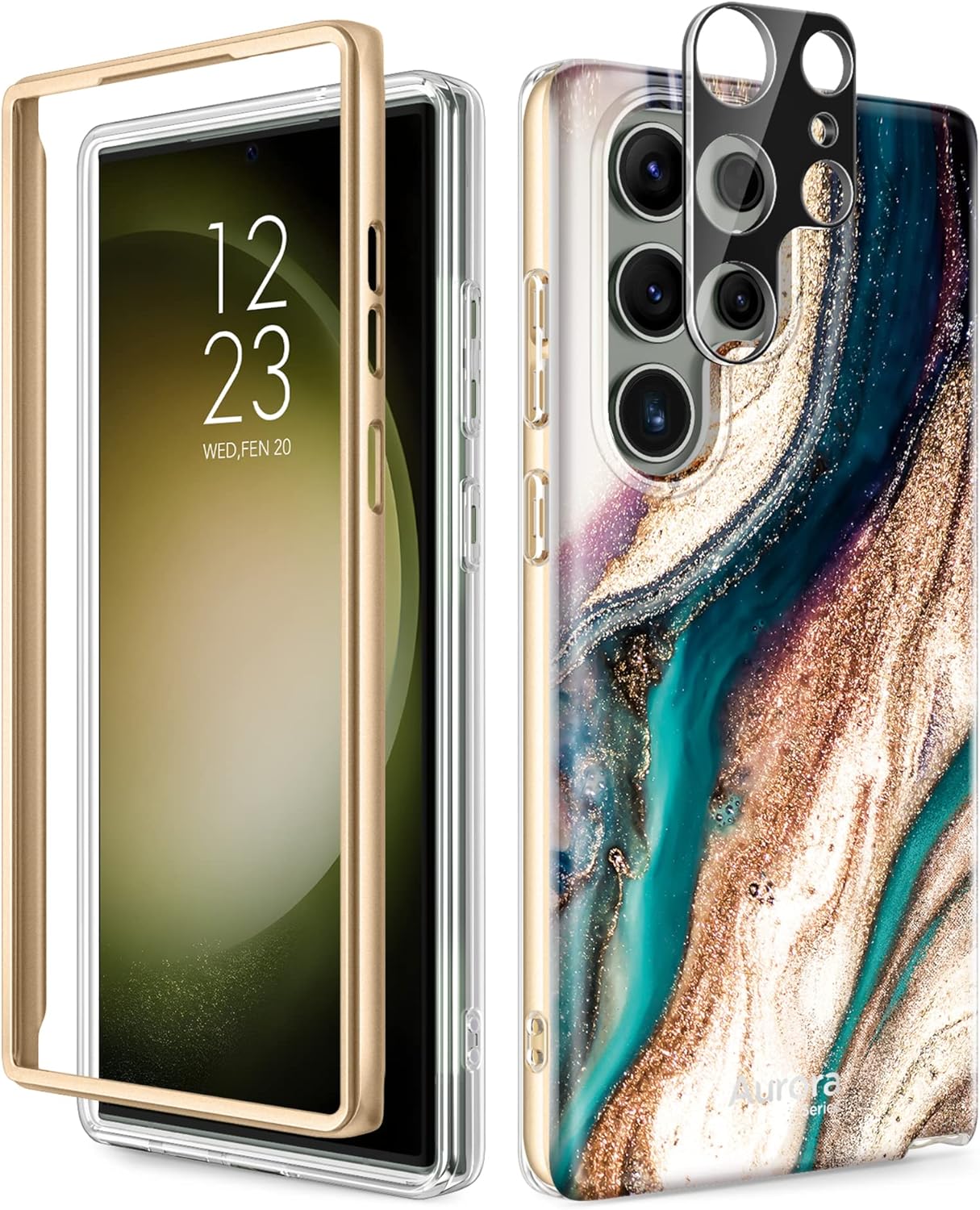GVIEWIN Funda para Samsung Galaxy S23 Ultra 5G de 6.8 pulgadas, cubierta de lente de cámara grado militar a prueba de golpes, sin protector de