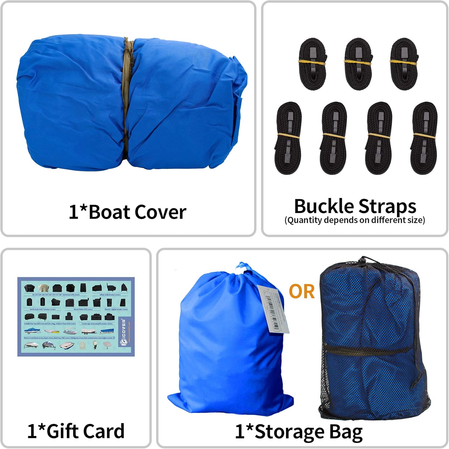iCOVER JB6202B-1 – Funda de barco Jon resistente al agua, se adapta a barco Jon de 14 pies de largo y ancho de haz de hasta 70 pulgadas, color azul,