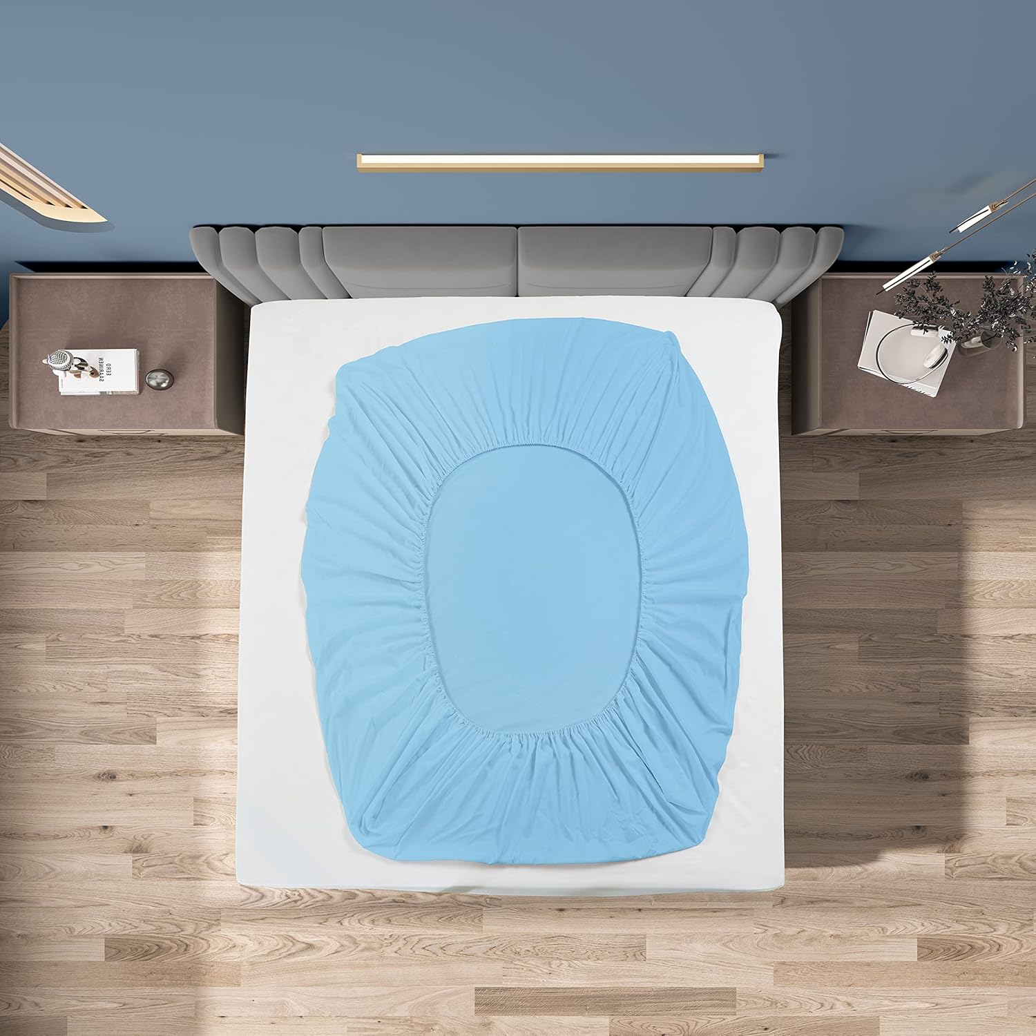 Juego de sábanas de lujo de 4 piezas tamaño matrimonial, de lujo de la serie 1800 de microfibra reciclada certificada suave y sedosa, sin arrugas y