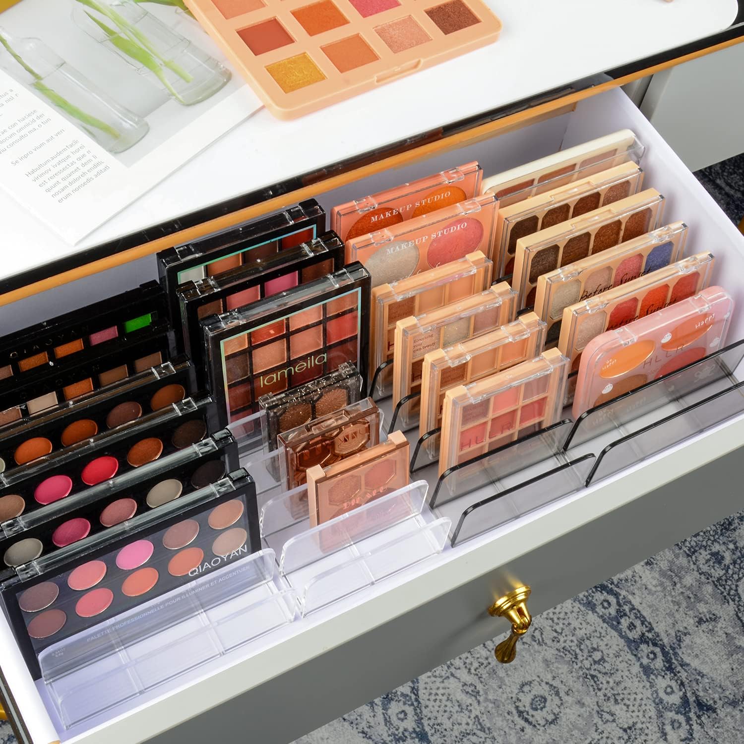 JESSCAT Organizador de paletas, organizador de plástico para encimera de baño, soporte para licuadora de belleza, organizador de maquillaje de
