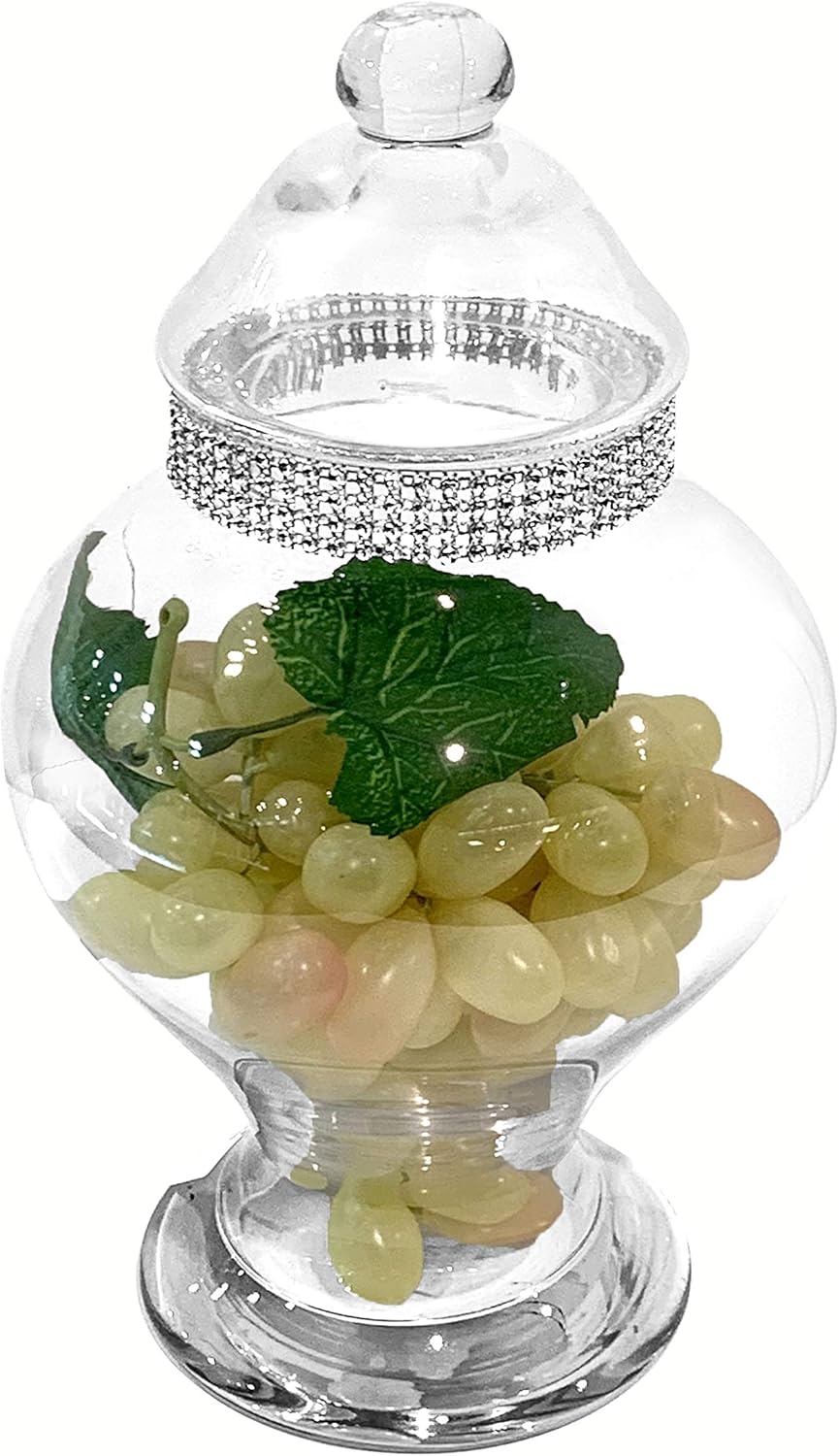 WGV – Tarro de boticario de 6.7 pulgadas de ancho, 12 pulgadas de alto, urna transparente redonda de vidrio, contenedor de almacenamiento de frutas,