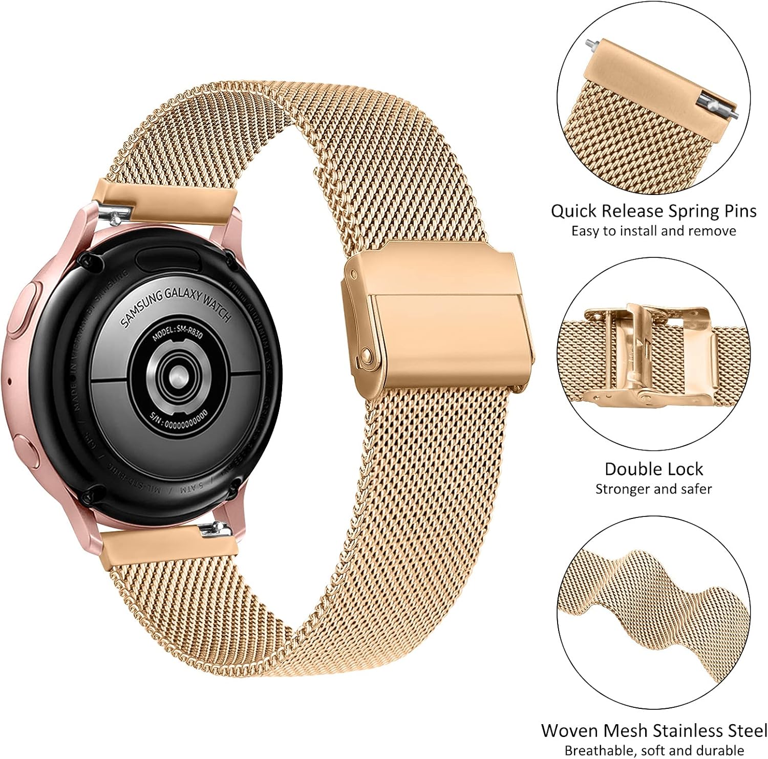 Correas de metal para Garmin Venu  Venu 2 Plus  Venu Sq Correa de reloj para mujeres y hombres, correa de repuesto de acero inoxidable de 0.787in