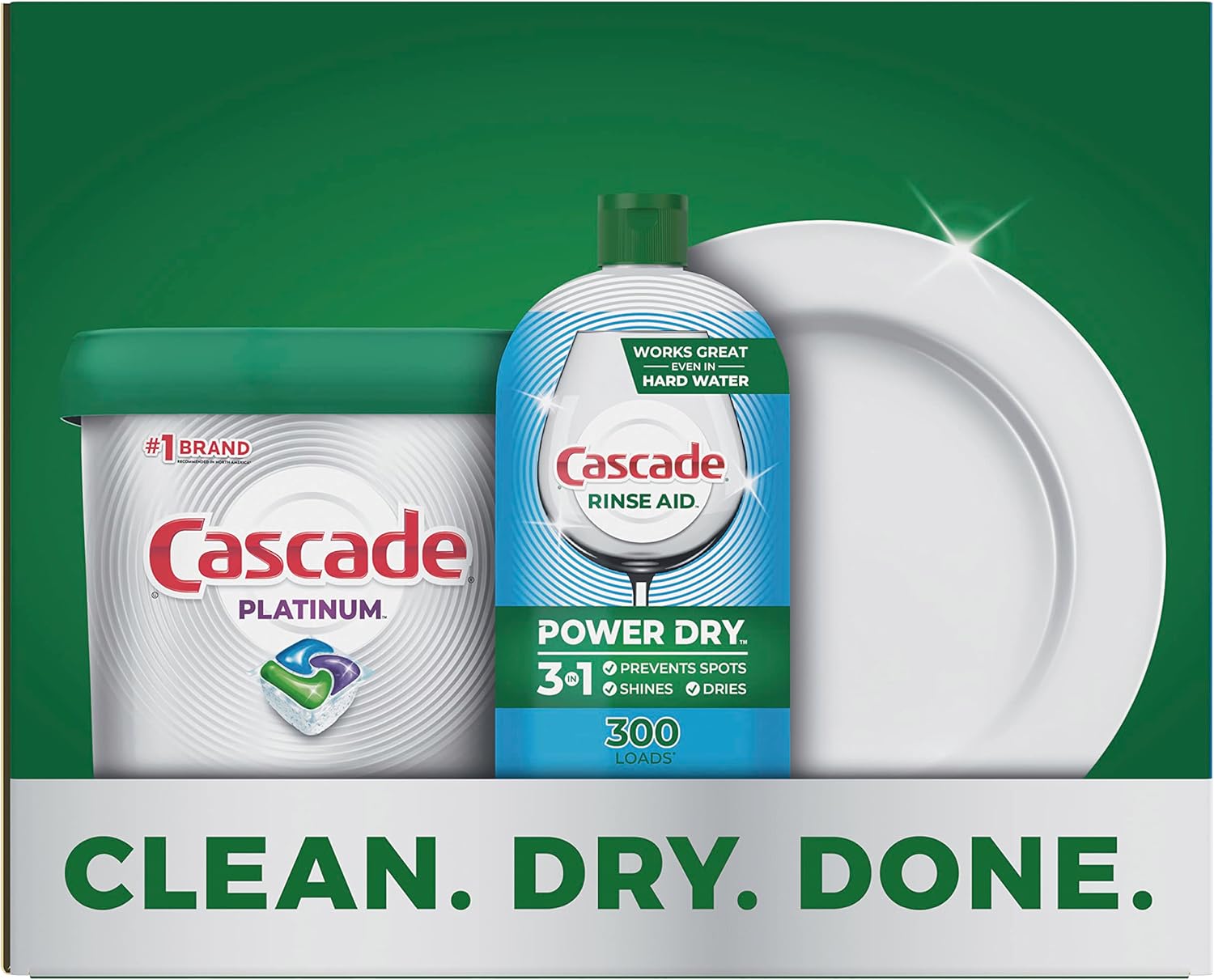 Cascade Rinse Aid Platinum, agente de enjuague para lavavajillas, aroma regular, 30.5 onzas líquidas (paquete de 2)