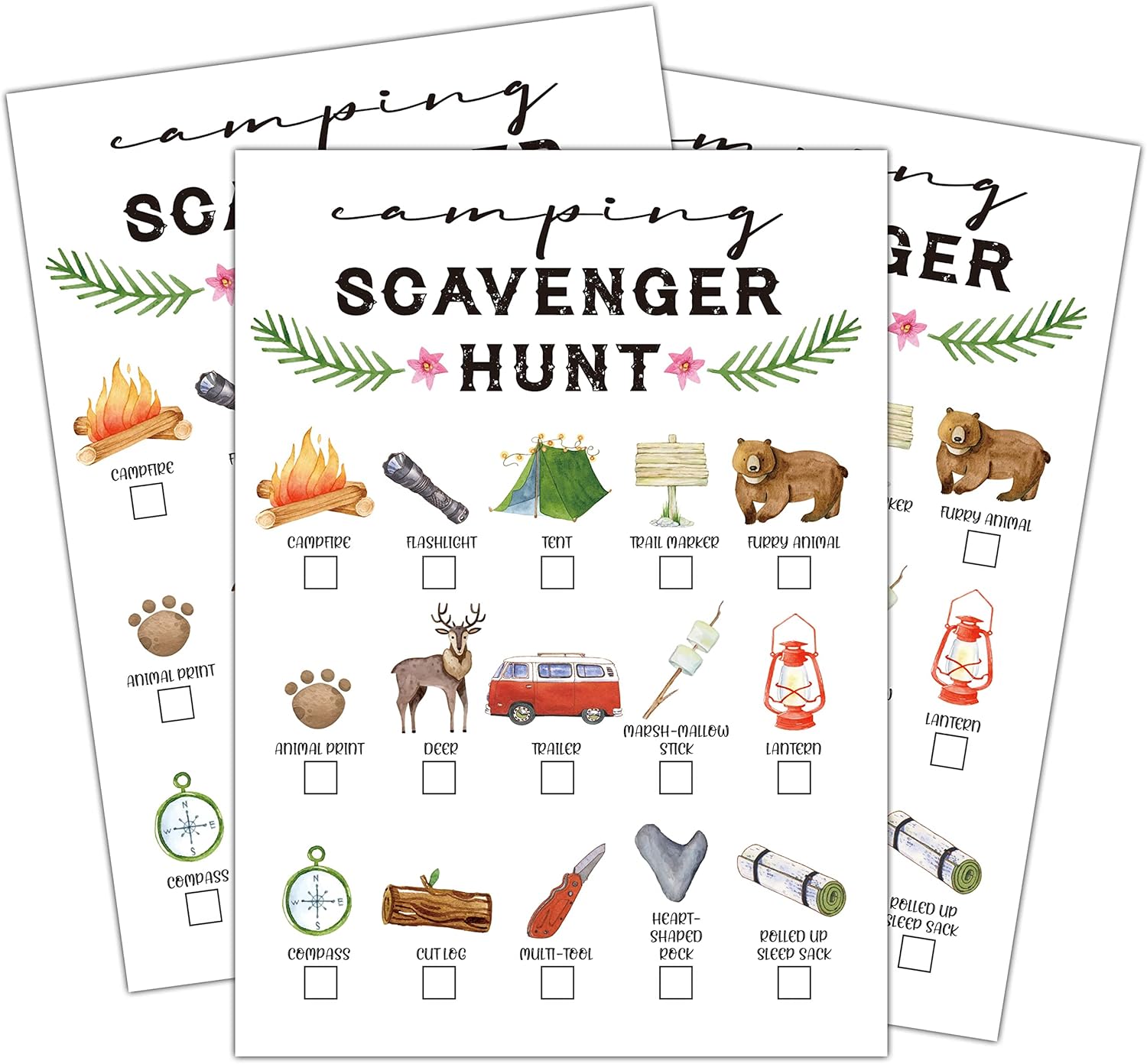 Juego de búsqueda del tesoro, caza del tesoro de campamento al aire libre para niños, tarjetas de pistas de búsqueda del tesoro de la