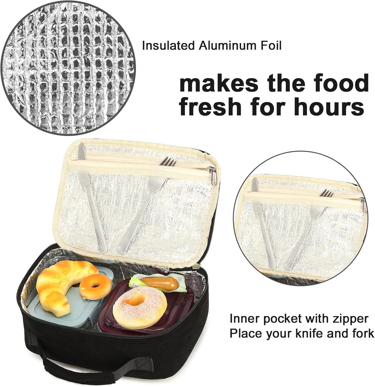 Bluboon Lonchera con aislamiento para niños y niñas, para la escuela, lonchera de pana, organizadora, bolsa de almuerzo para niños y niñas (pana