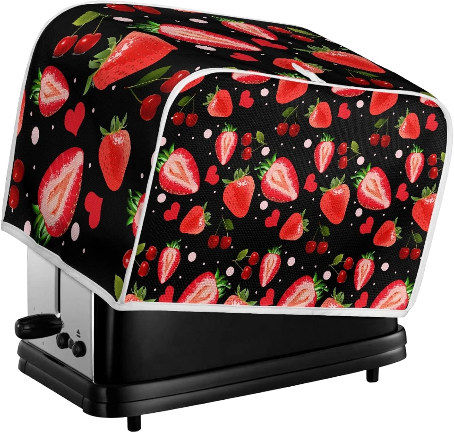 Strawberry Love Print Tostadora Cover 2 rebanadas para electrodomésticos de cocina pequeños, panificadora, protección contra el polvo y las huellas