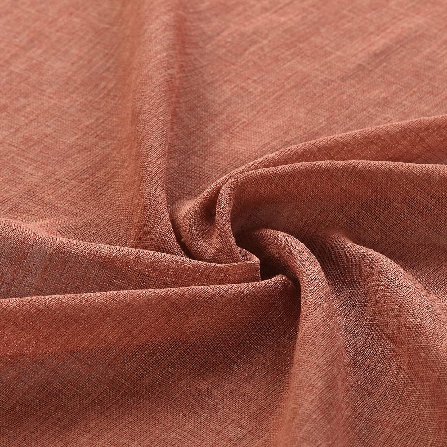 MVSUTA Allyson – Cortina de lino sintético para ventana, dobladillo para barra, color naranja claro natural, 2 pares de paneles de 55 pulgadas de